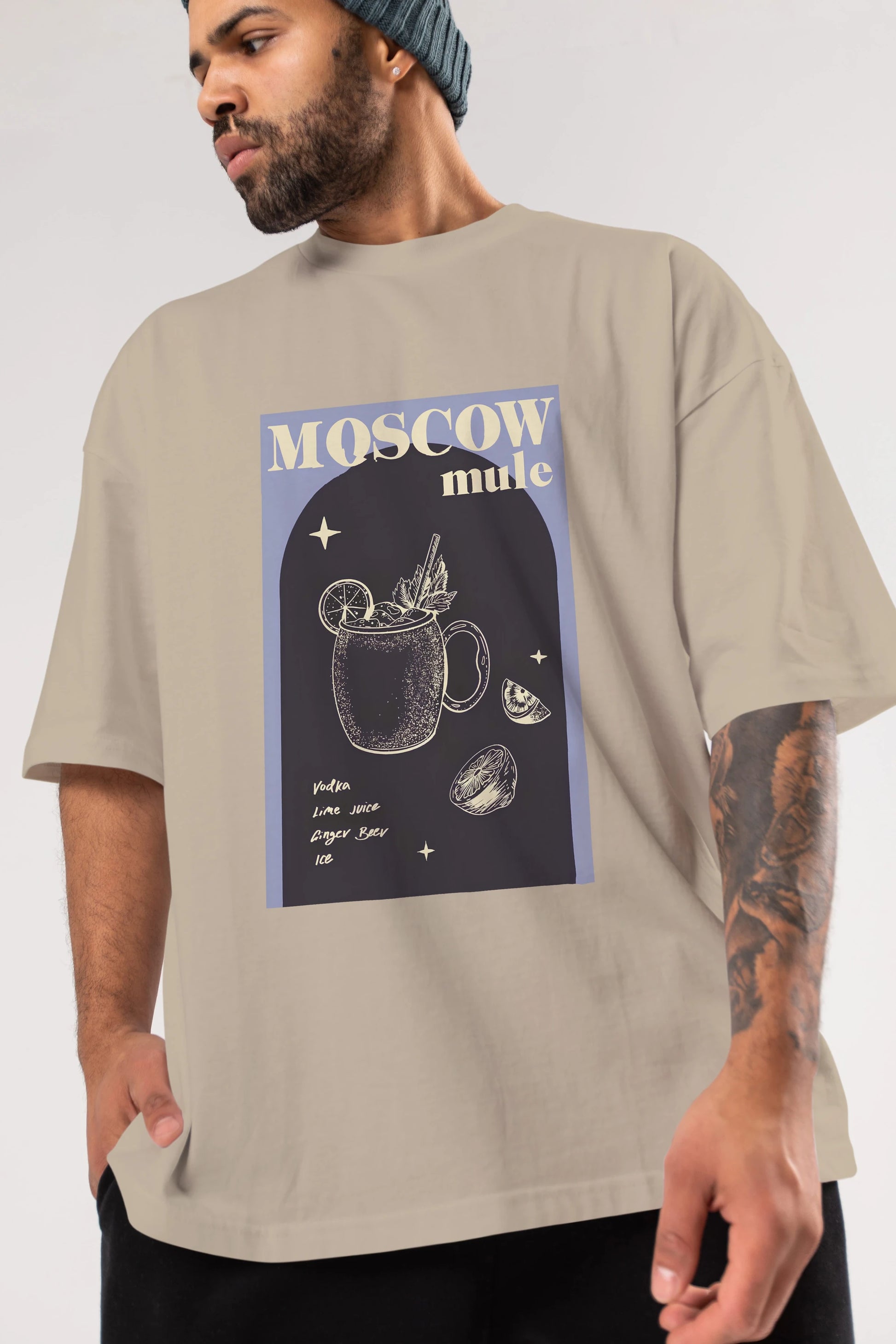 Moscow Mule Ön Baskılı Oversize t-shirt Erkek Kadın Unisex %100 Pamuk Bisiklet Yaka tişort