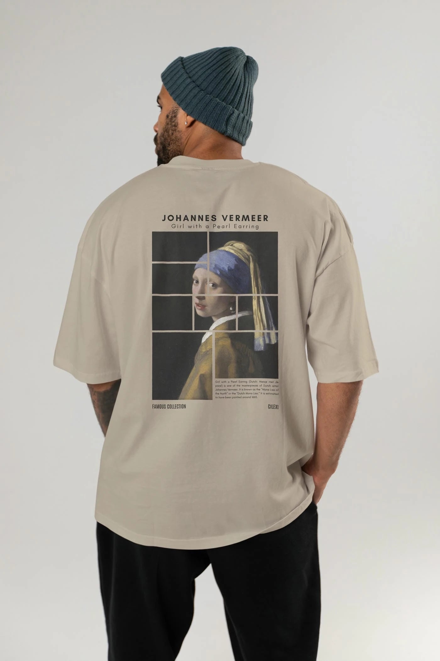 Johannes Vermeer Arka Baskılı Oversize t-shirt Erkek Kadın Bisiklet Yaka Pamuk tişort