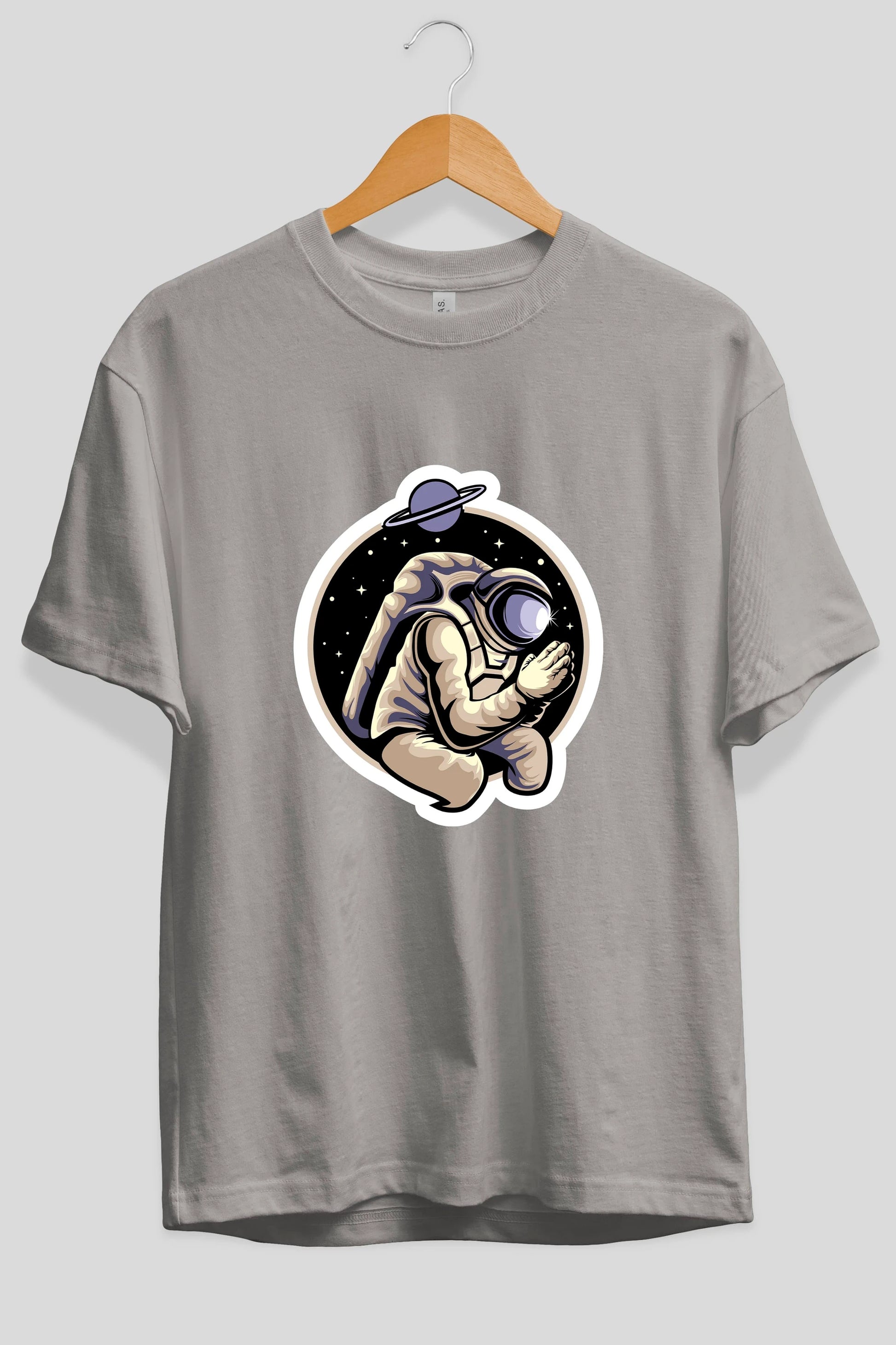 Astronaut Praying Sticker Ön Baskılı Oversize t-shirt Erkek Kadın Unisex