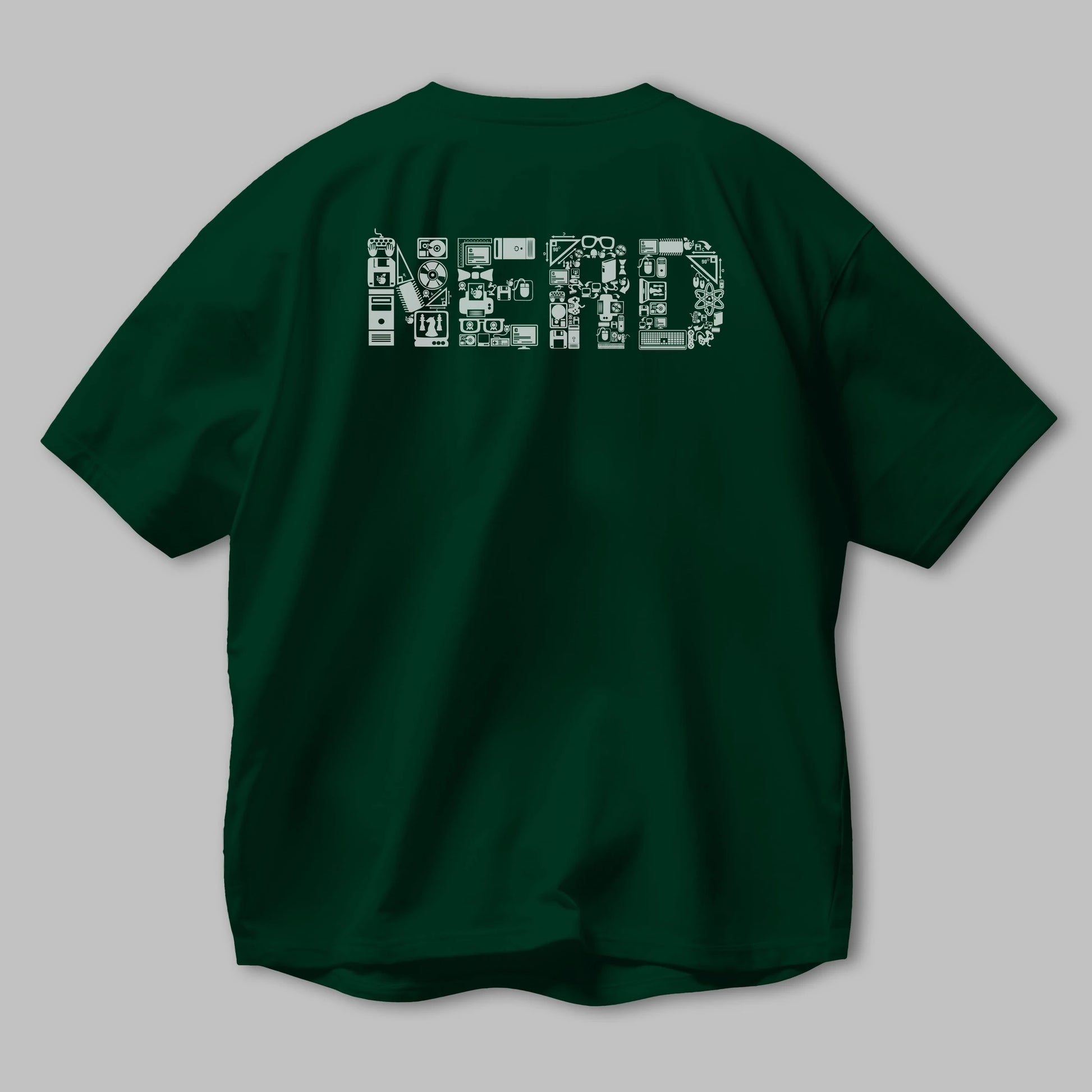 NERD Arka Baskılı Oversize t-shirt %100 pamuk Erkek Kadın Unisex