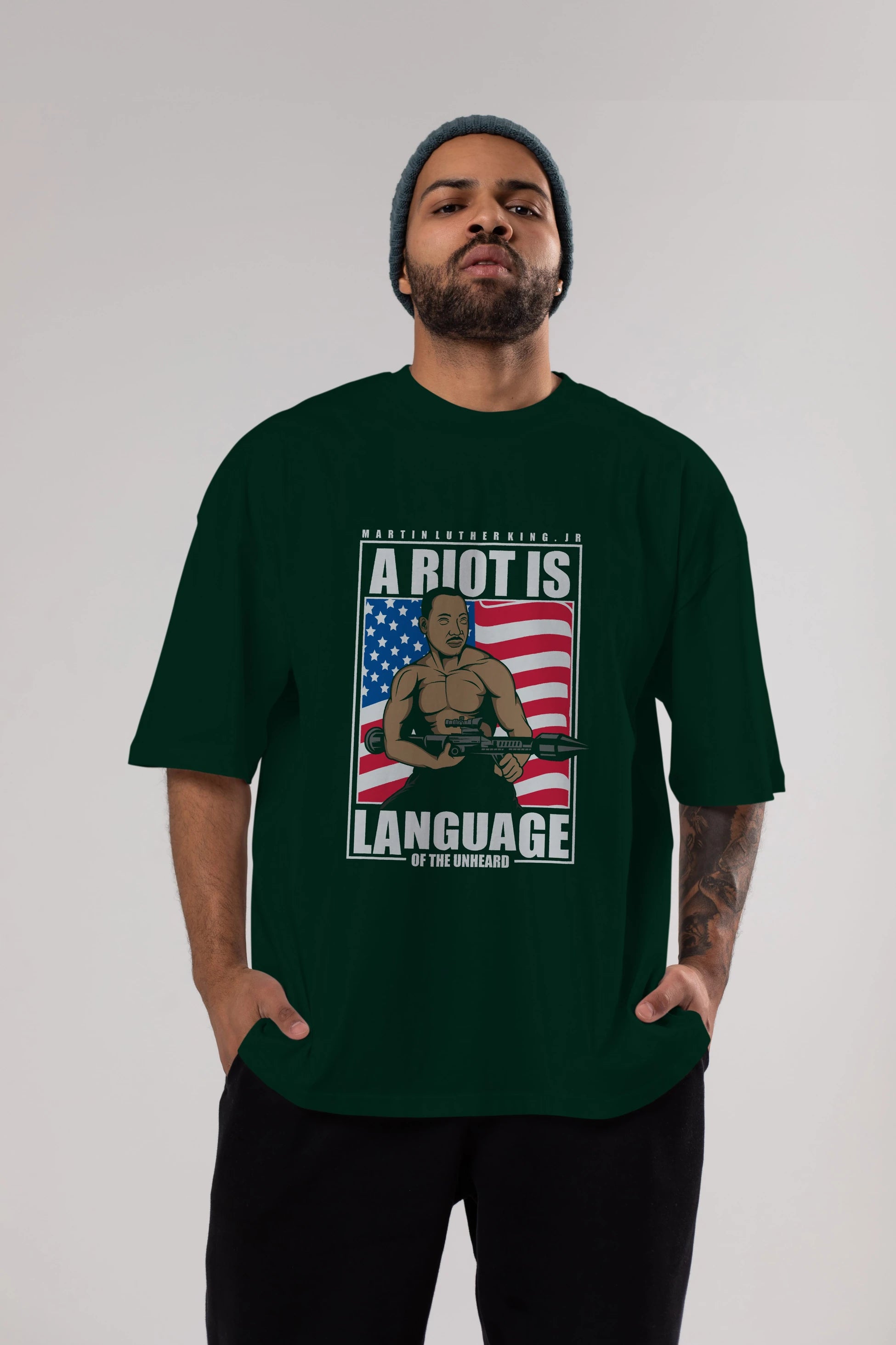 Luther King Jr Rambo Ön Baskılı Oversize t-shirt Erkek Kadın Unisex %100 Pamuk tişort
