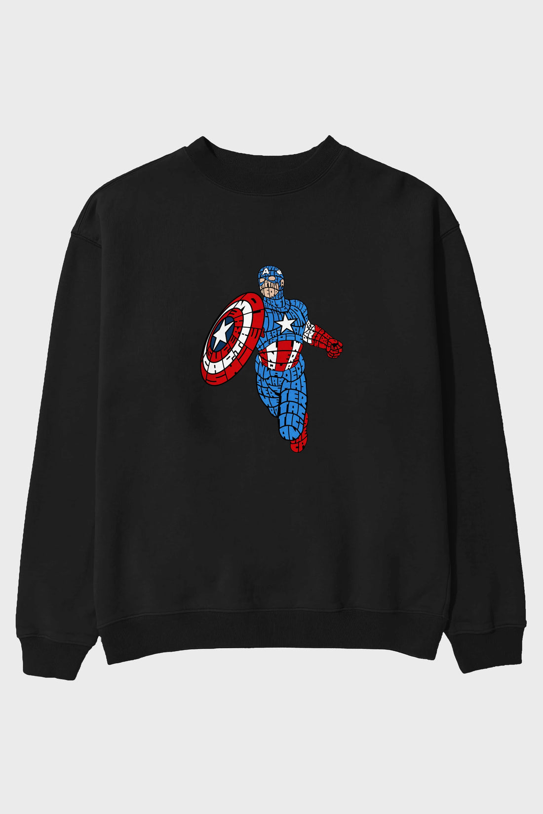 Star and Stripes Hero Ön Baskılı Oversize Sweatshirt Erkek Kadın Unisex