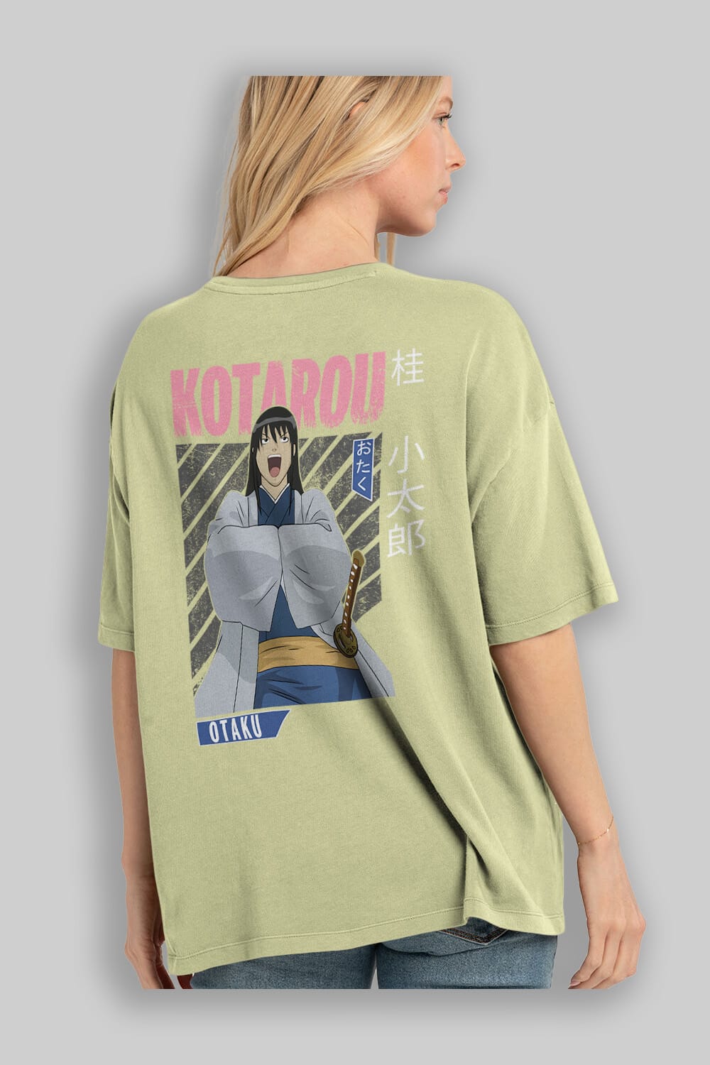 Kotarou Katsura GINTAMA 1 Anime Arka Baskılı Oversize t-shirt Erkek Kadın Unisex
