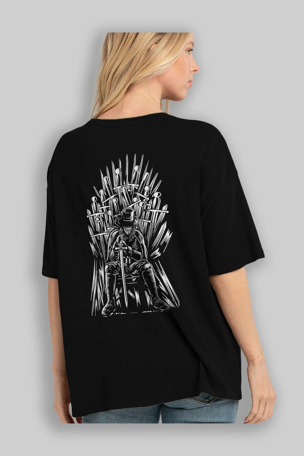 The Thrones Of Vendetta Arka Baskılı Oversize t-shirt Erkek Kadın Unisex %100 Pamuk