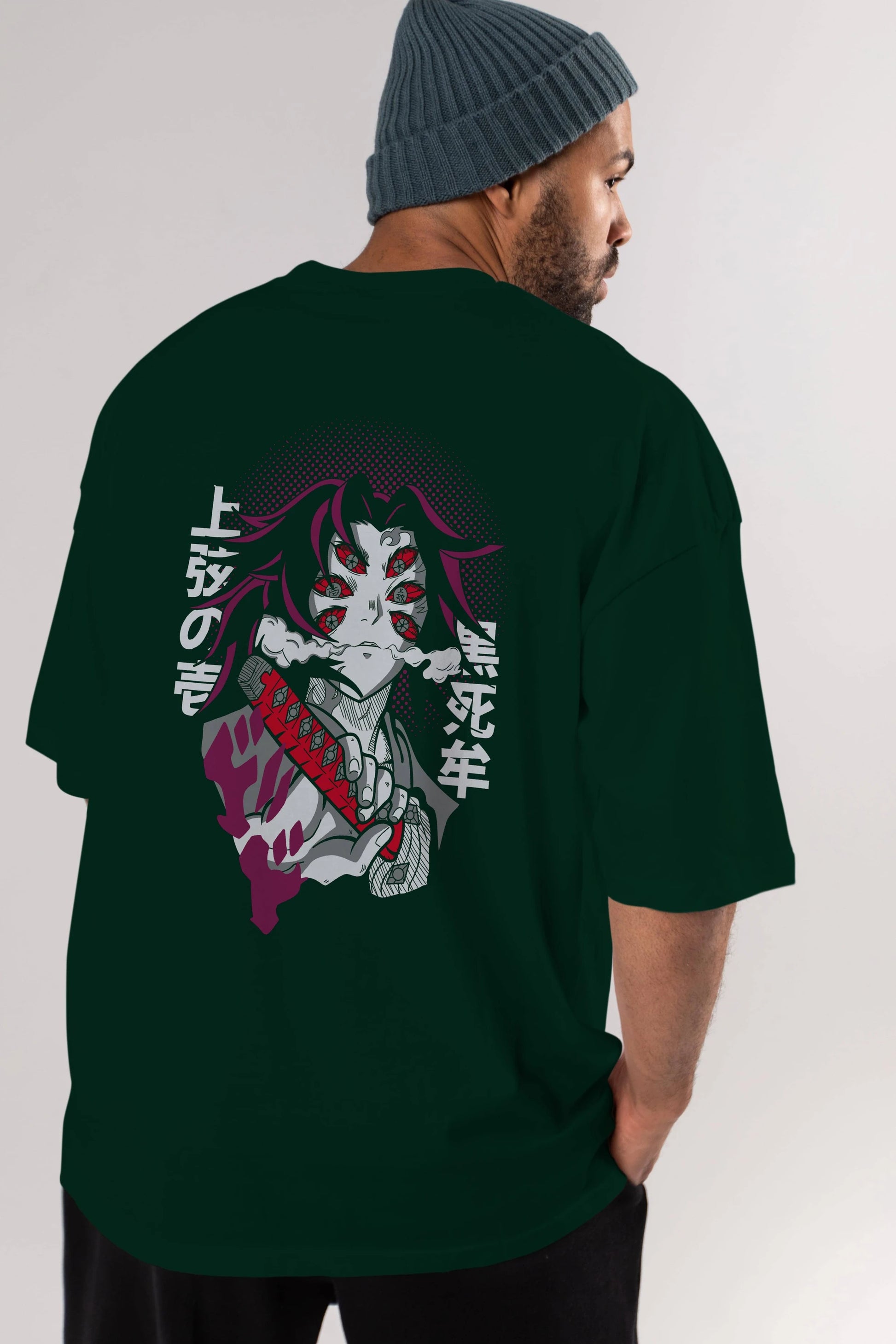 Kokushibo Anime Arka Baskılı Oversize t-shirt Erkek Kadın Unisex