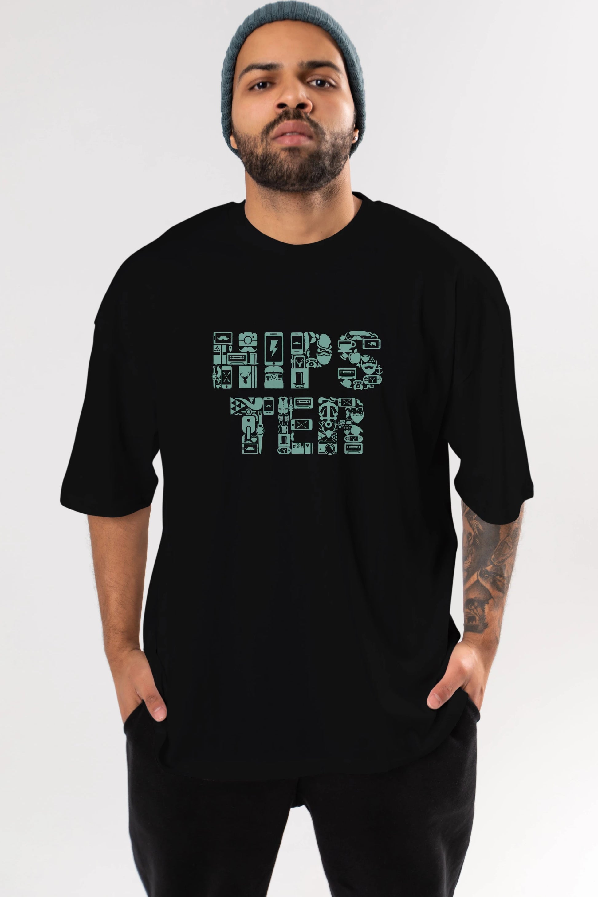 HIPSTER Ön Baskılı Oversize t-shirt %100 pamuk Erkek Kadın Unisex