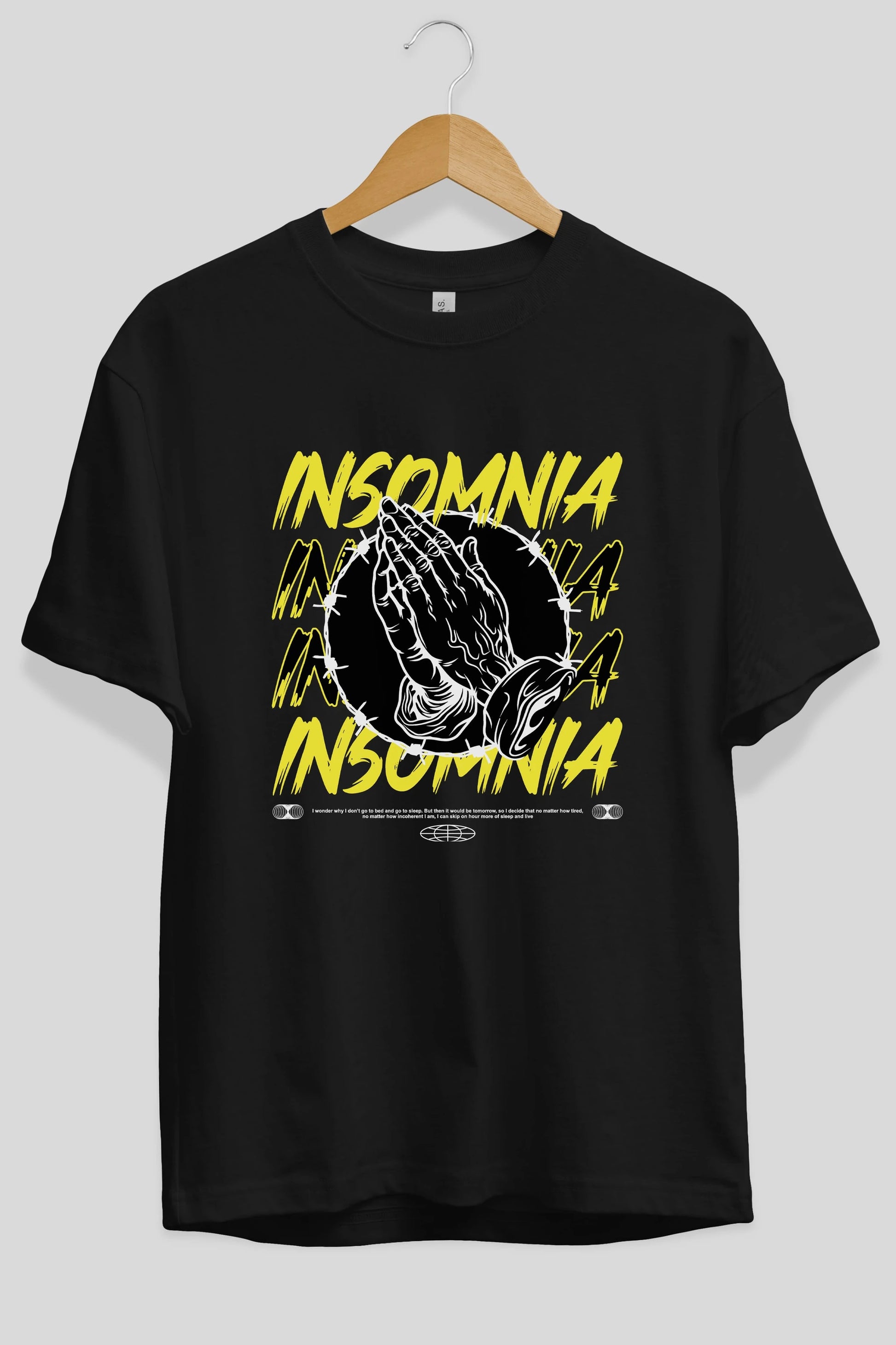 Insomnia Streetwear Ön Baskılı Oversize t-shirt Erkek Kadın Unisex