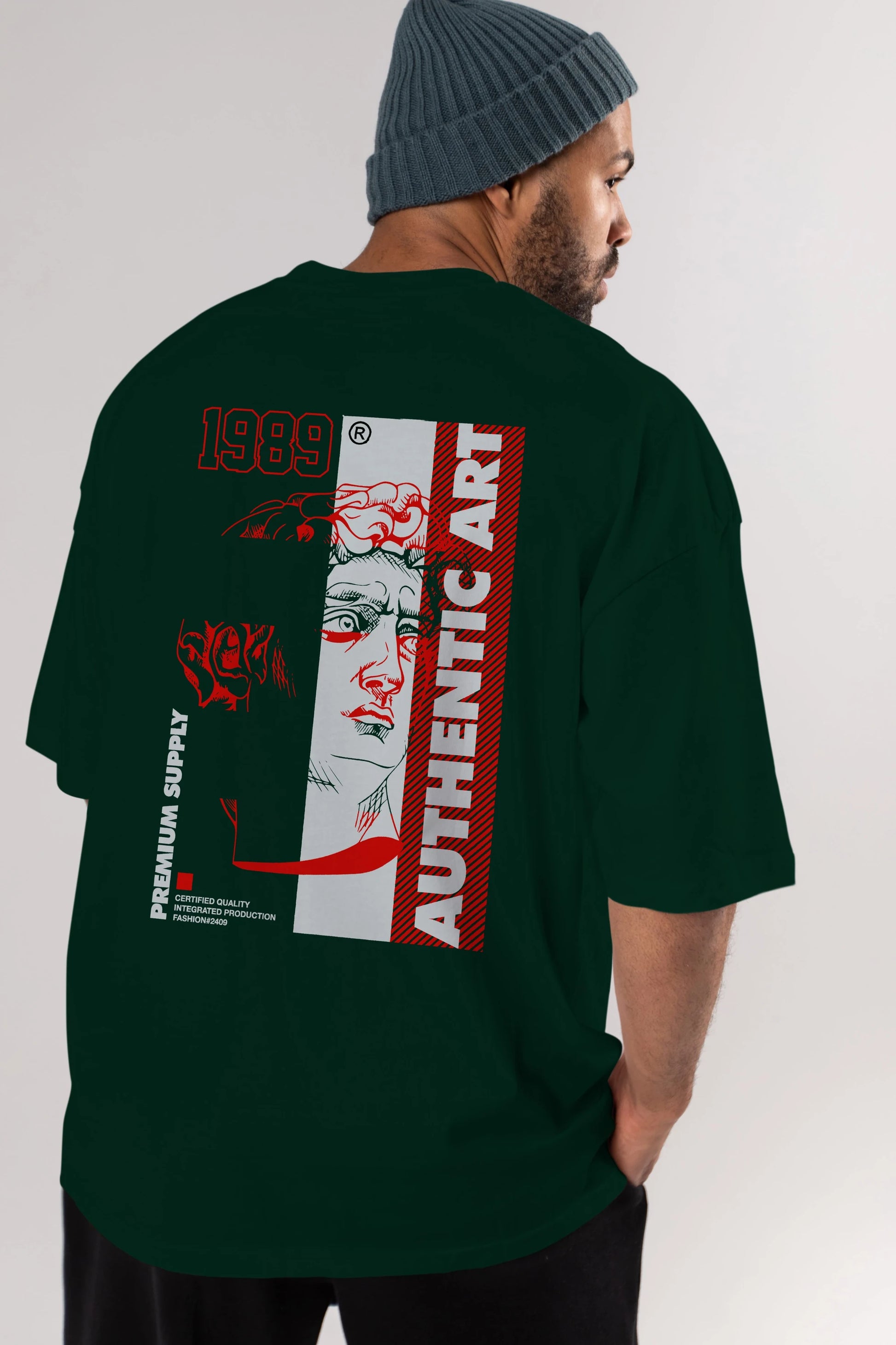 Authentic Art Arka Baskılı Oversize t-shirt Erkek Kadın Unisex