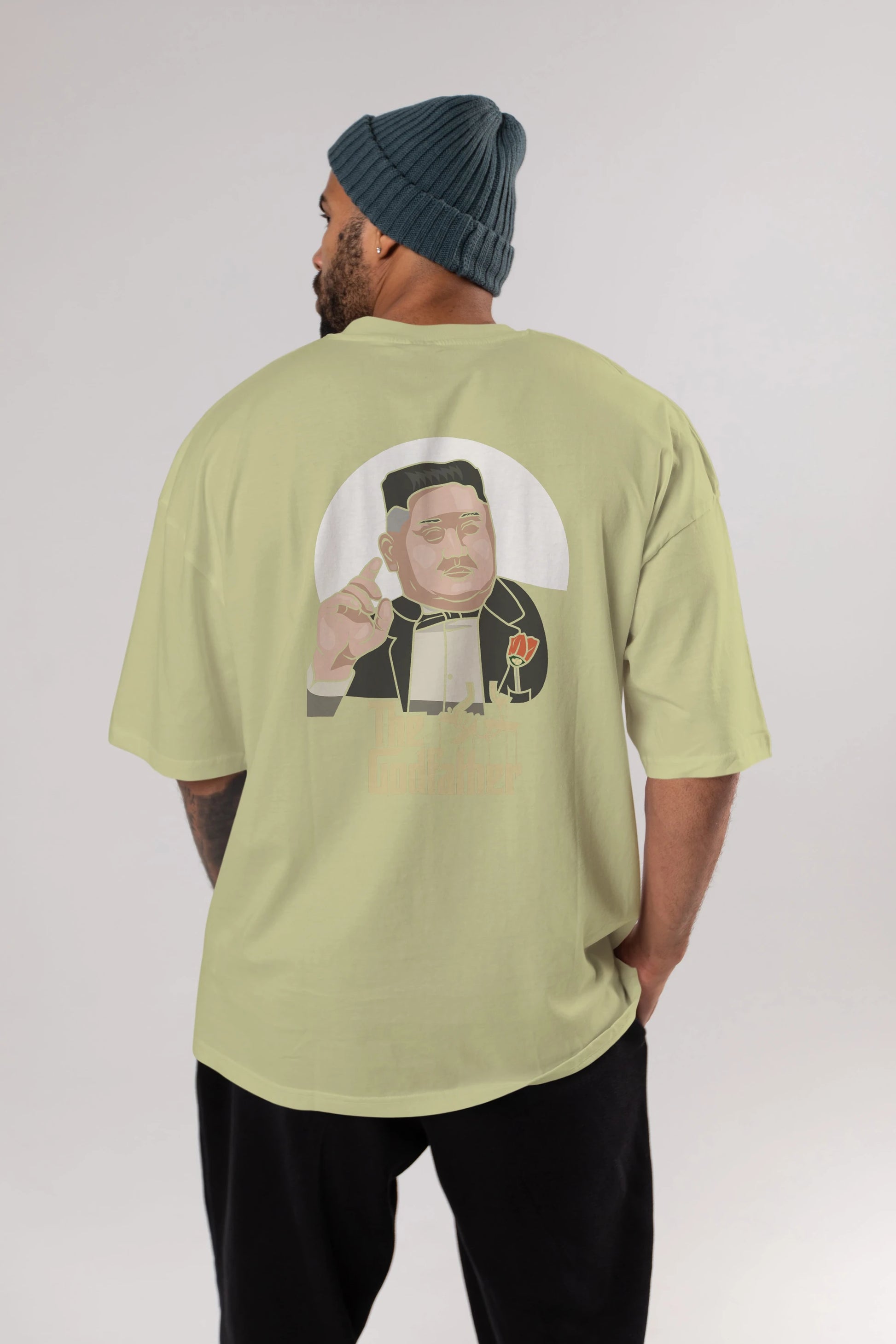 Godfather Jong Un Arka Baskılı Oversize t-shirt Erkek Kadın Unisex %100 Pamuk tişort