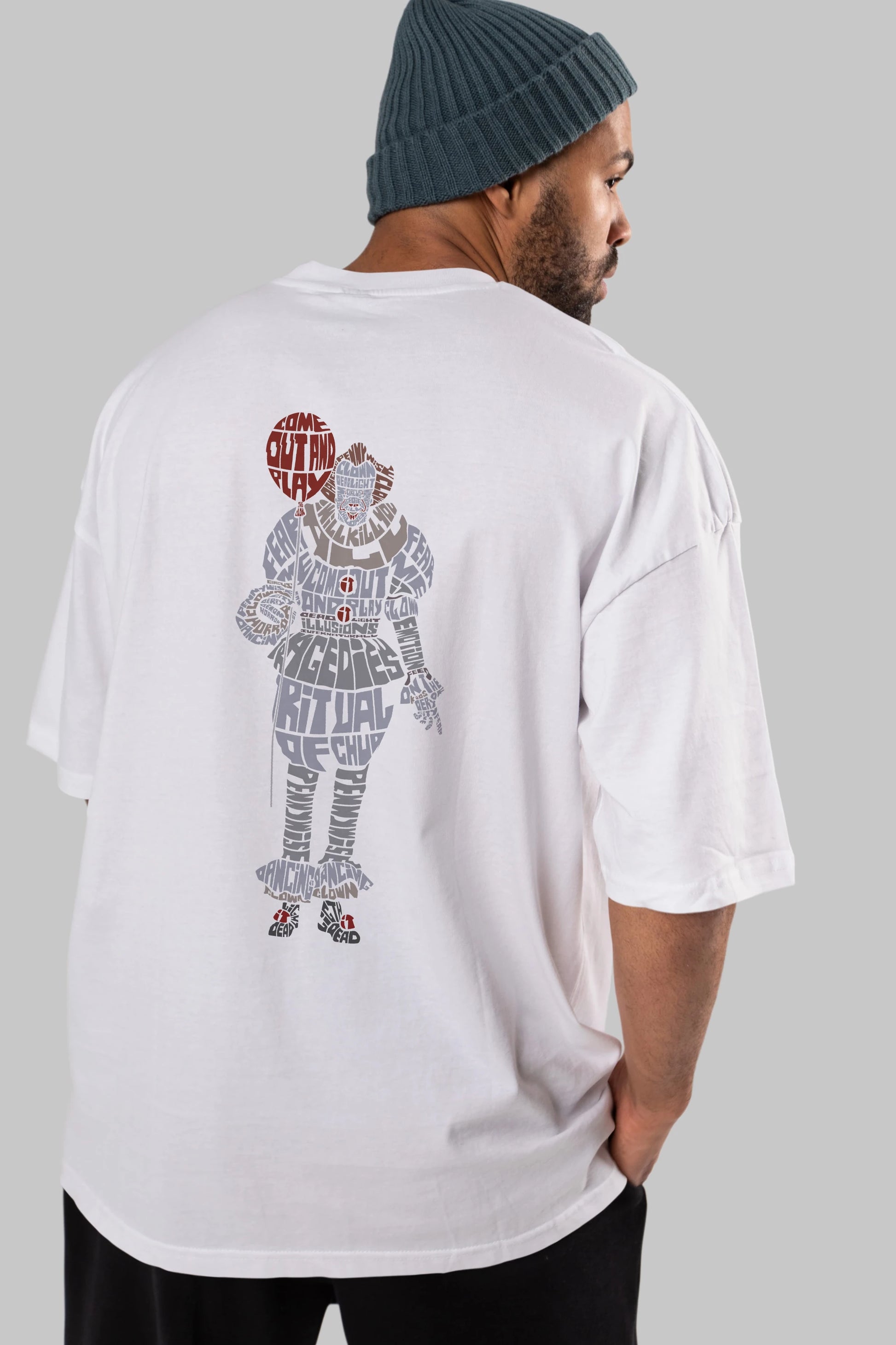 It Arka Baskılı Oversize t-shirt %100 pamuk Erkek Kadın Unisex