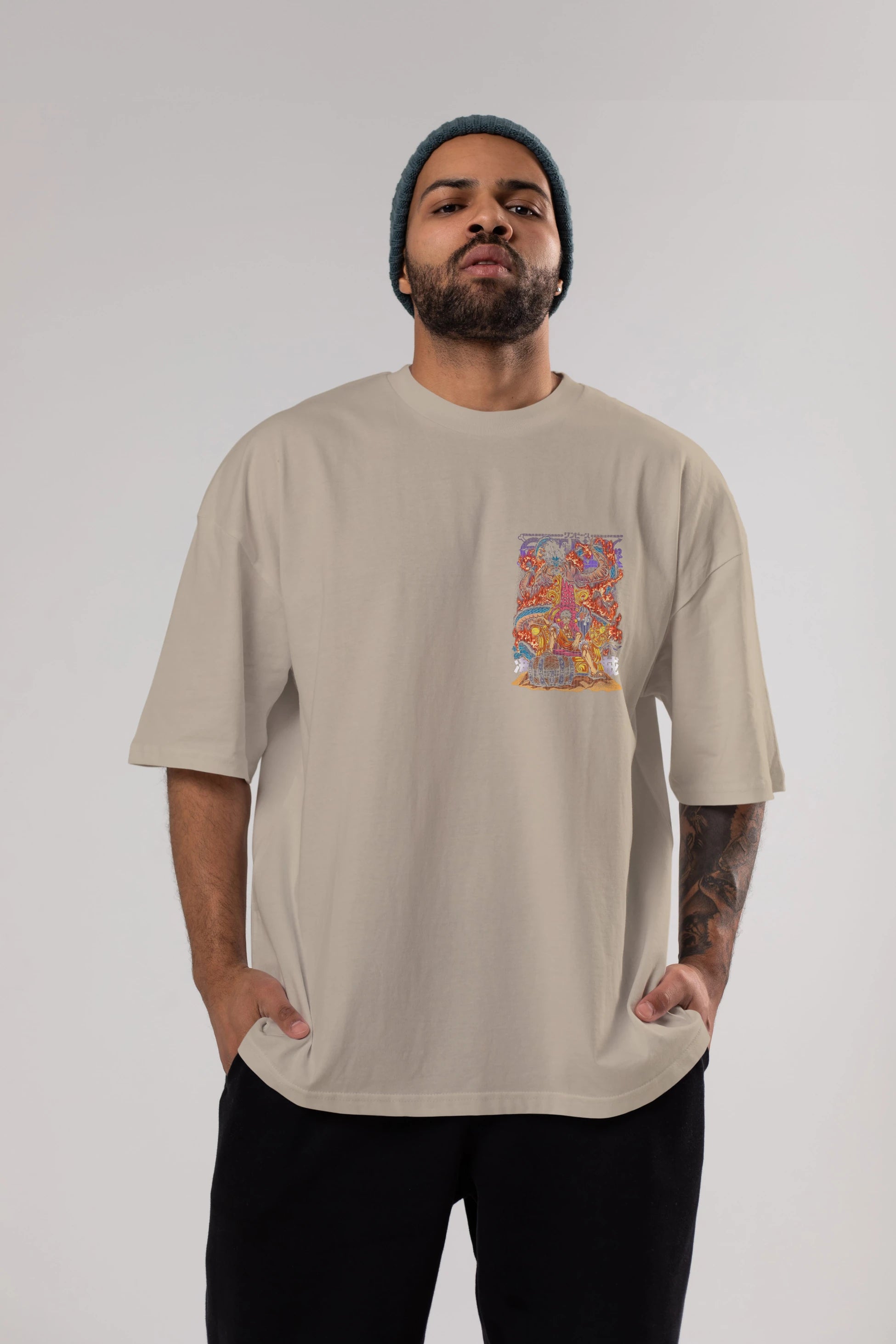 MONKEY D. LUFFY 1 Ön Sol Baskılı Oversize t-shirt Erkek Kadın Unisex %100 Pamuk Bisiklet Yaka tişort