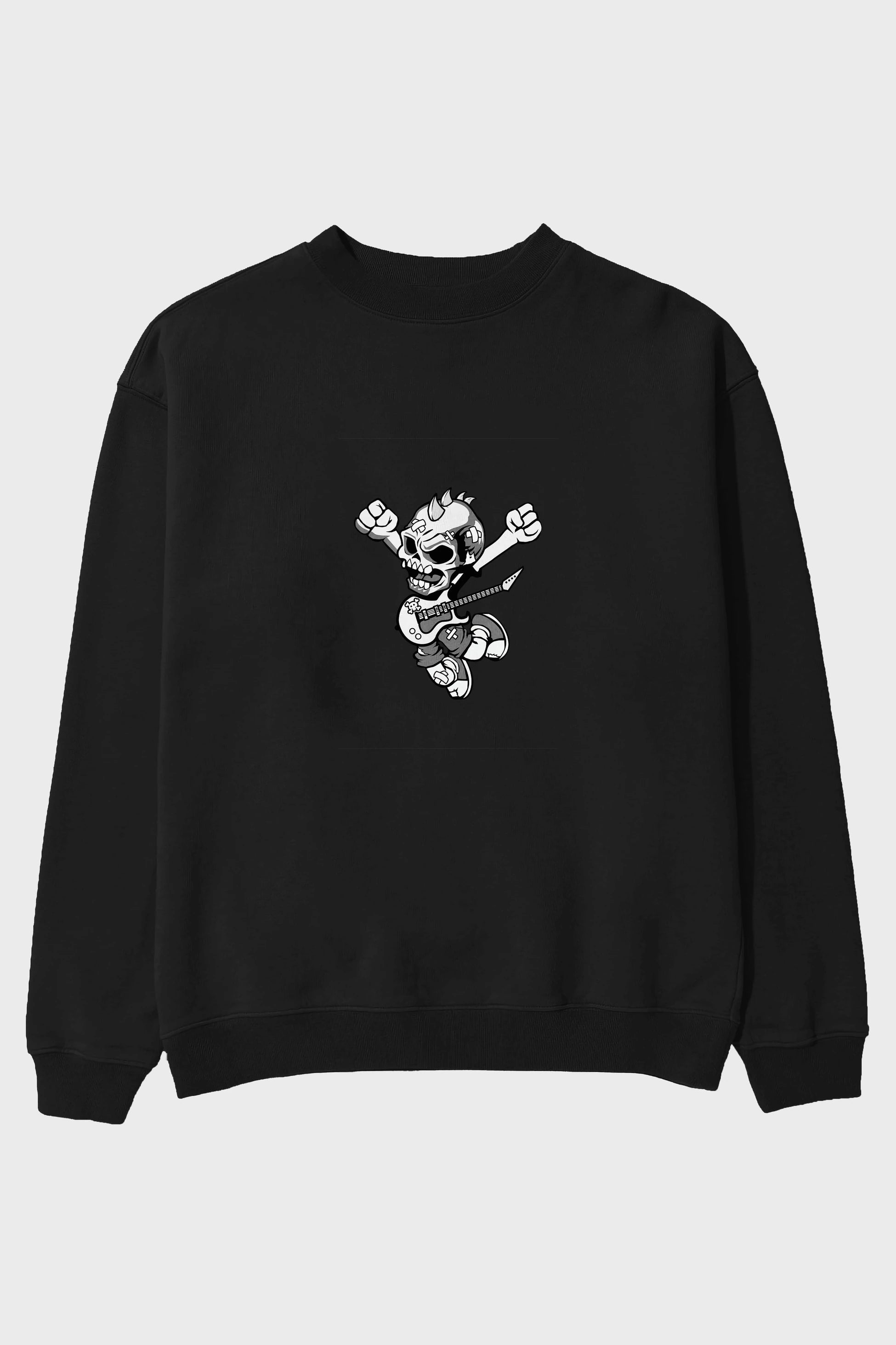 Punk Rocker Metal Guitar Ön Baskılı Oversize Sweatshirt Erkek Kadın Unisex