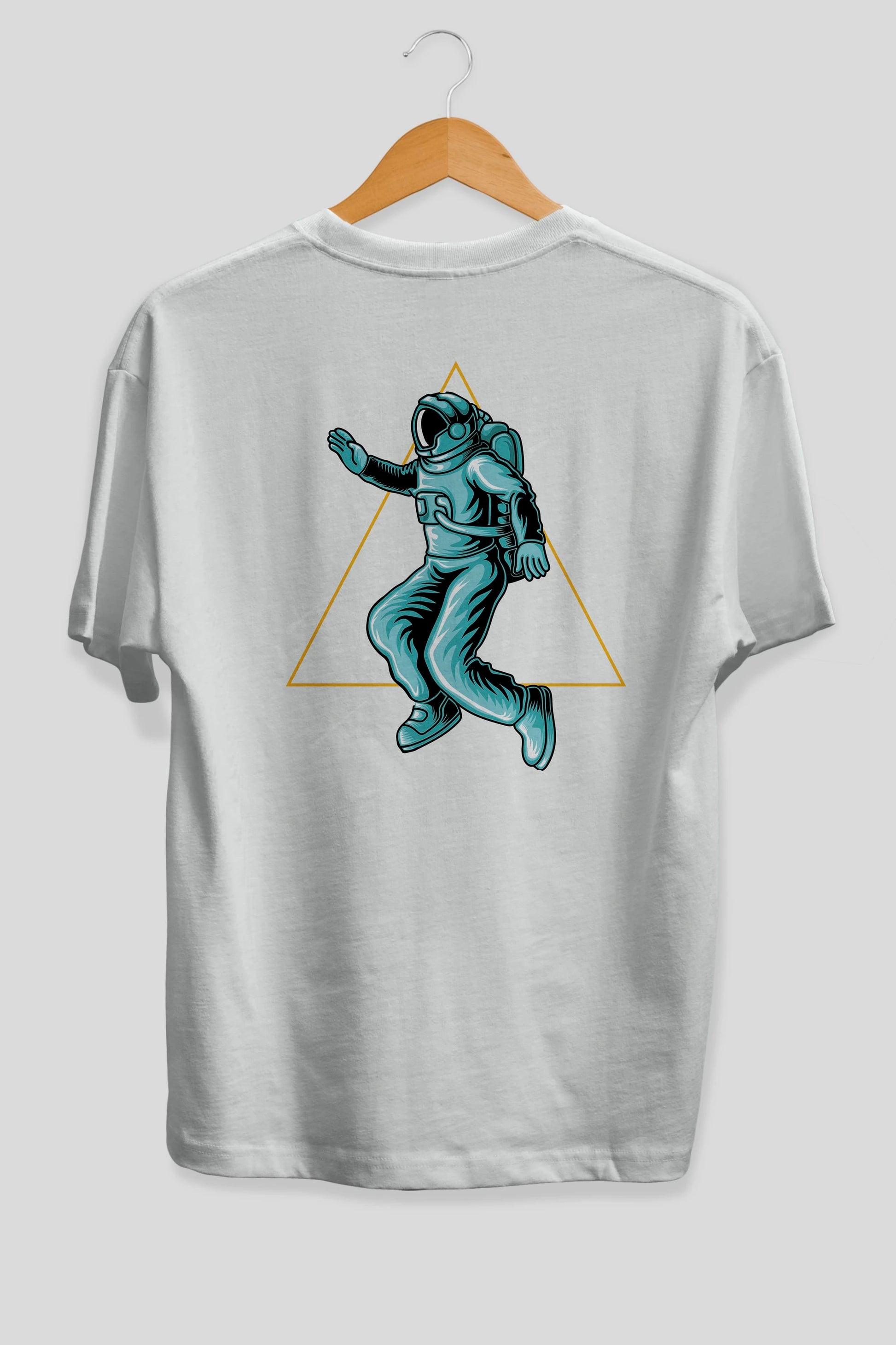 Astronaut Starry Triangle Arka Baskılı Oversize t-shirt Erkek Kadın Unisex