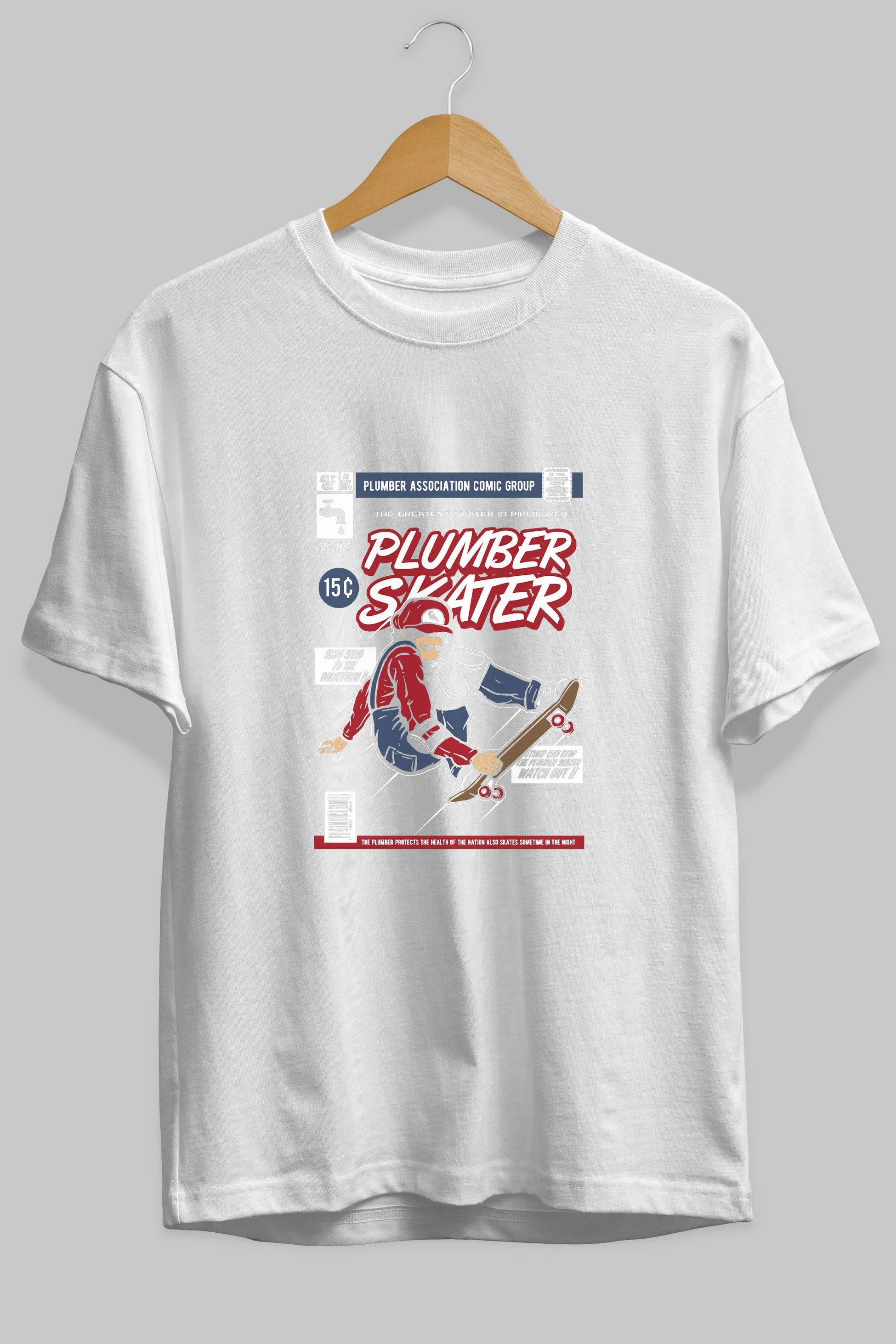 Plumber Skater Ön Baskılı Oversize t-shirt Erkek Kadın Unisex %100 Pamuk tişort