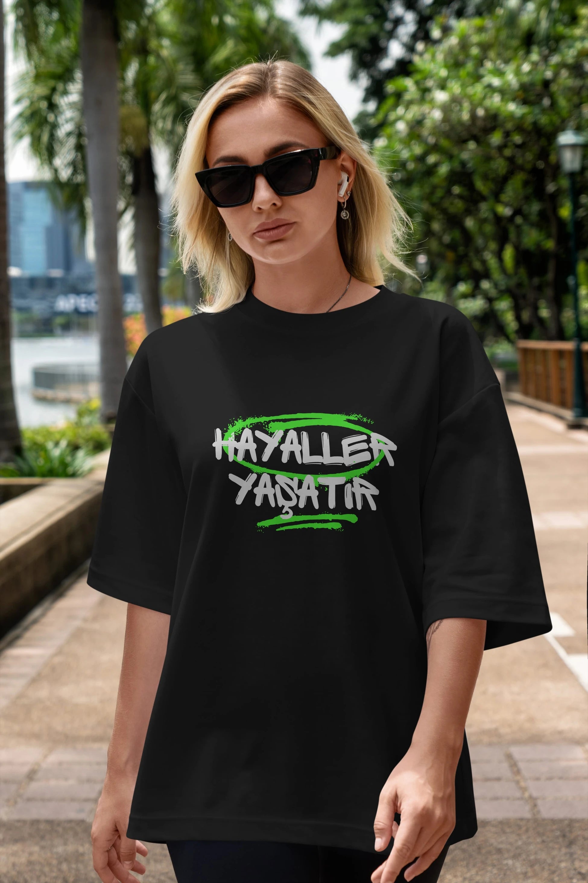 Hayaller Yaşatır Ön Baskılı Oversize t-shirt Erkek Kadın Unisex