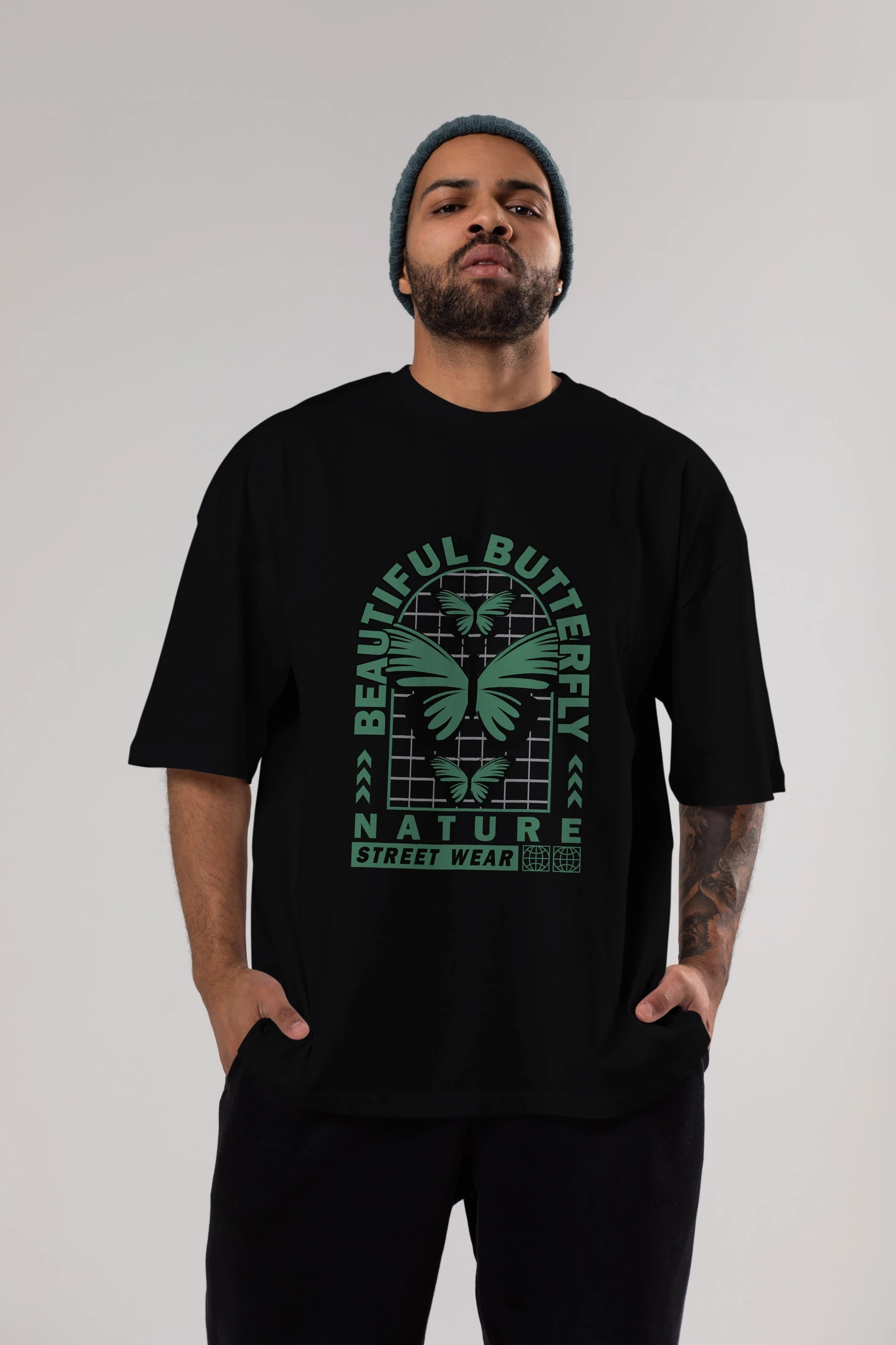 Beautiful Butterfly Ön Baskılı Oversize t-shirt Erkek Kadın Unisex