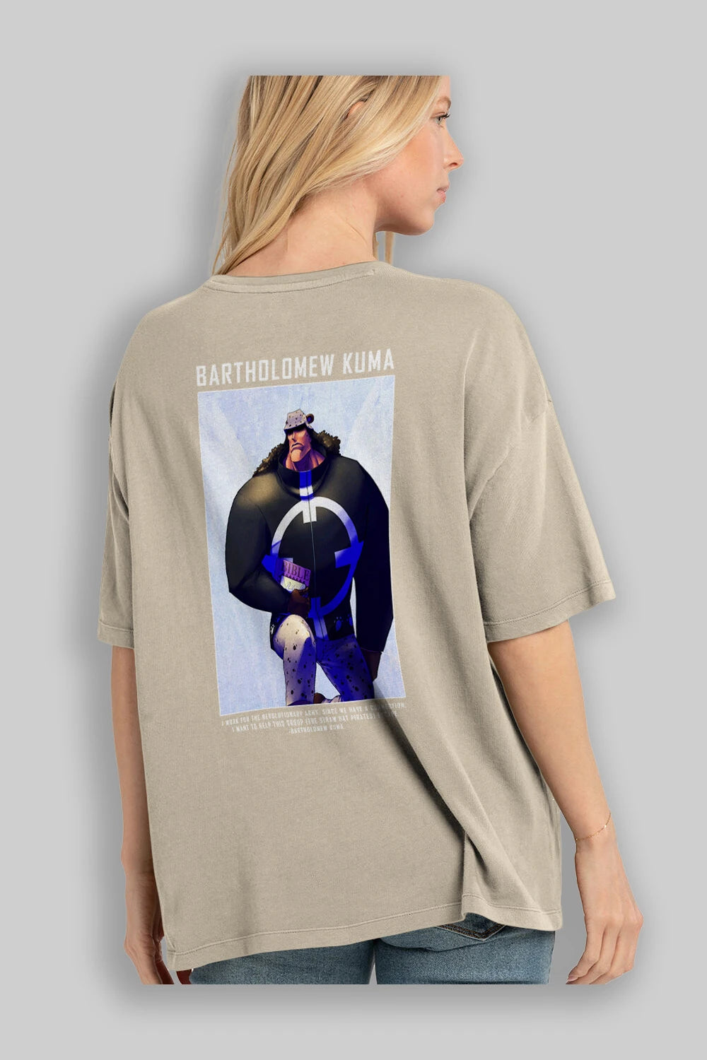 Bartholomew Kuma Anime Arka Baskılı Oversize t-shirt Erkek Kadın Unisex %100 pamuk tişort