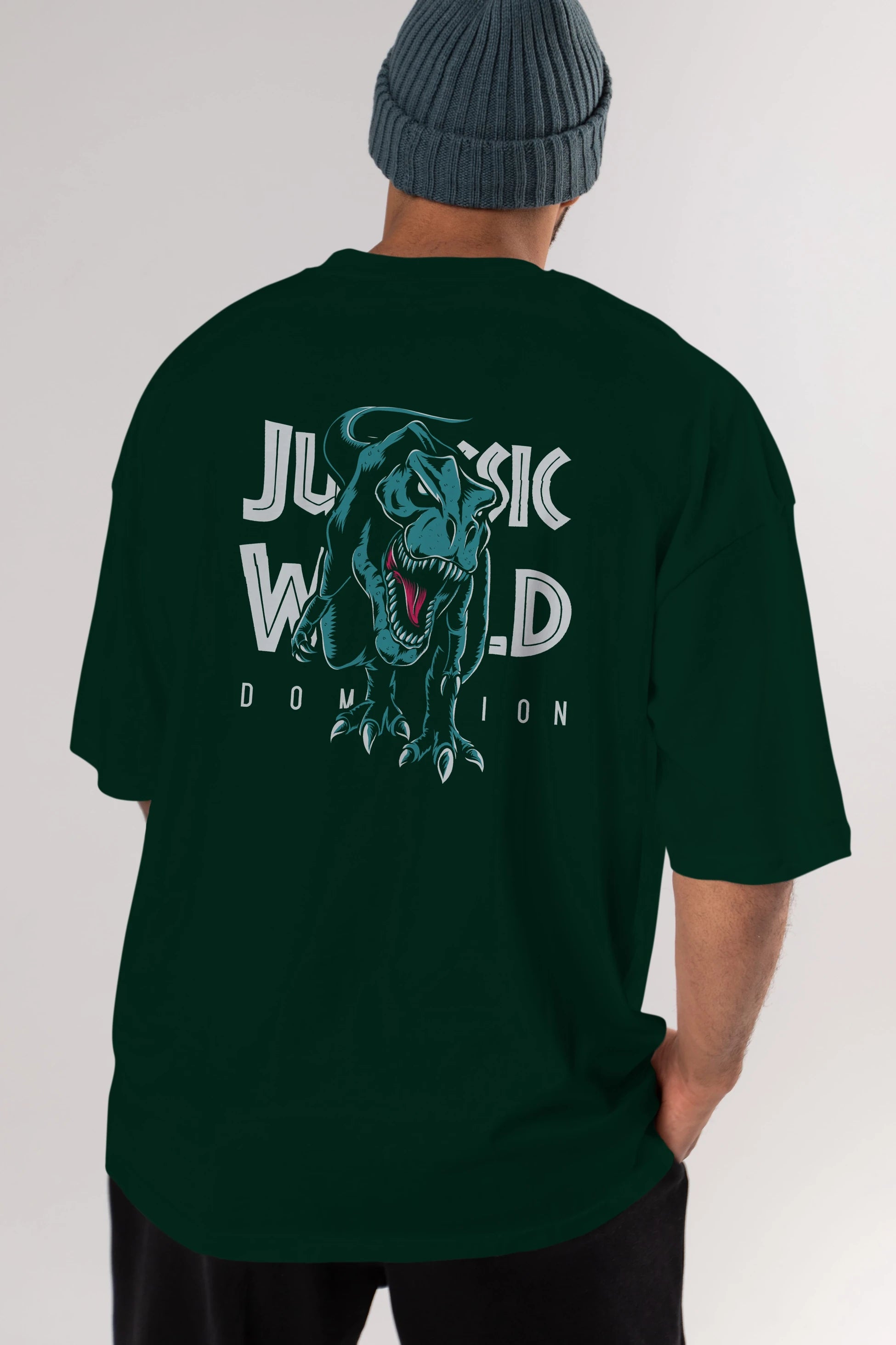 Jurassic Park (1) Arka Baskılı Oversize t-shirt Erkek Kadın Unisex %100 Pamuk Bisiklet Yaka tişort