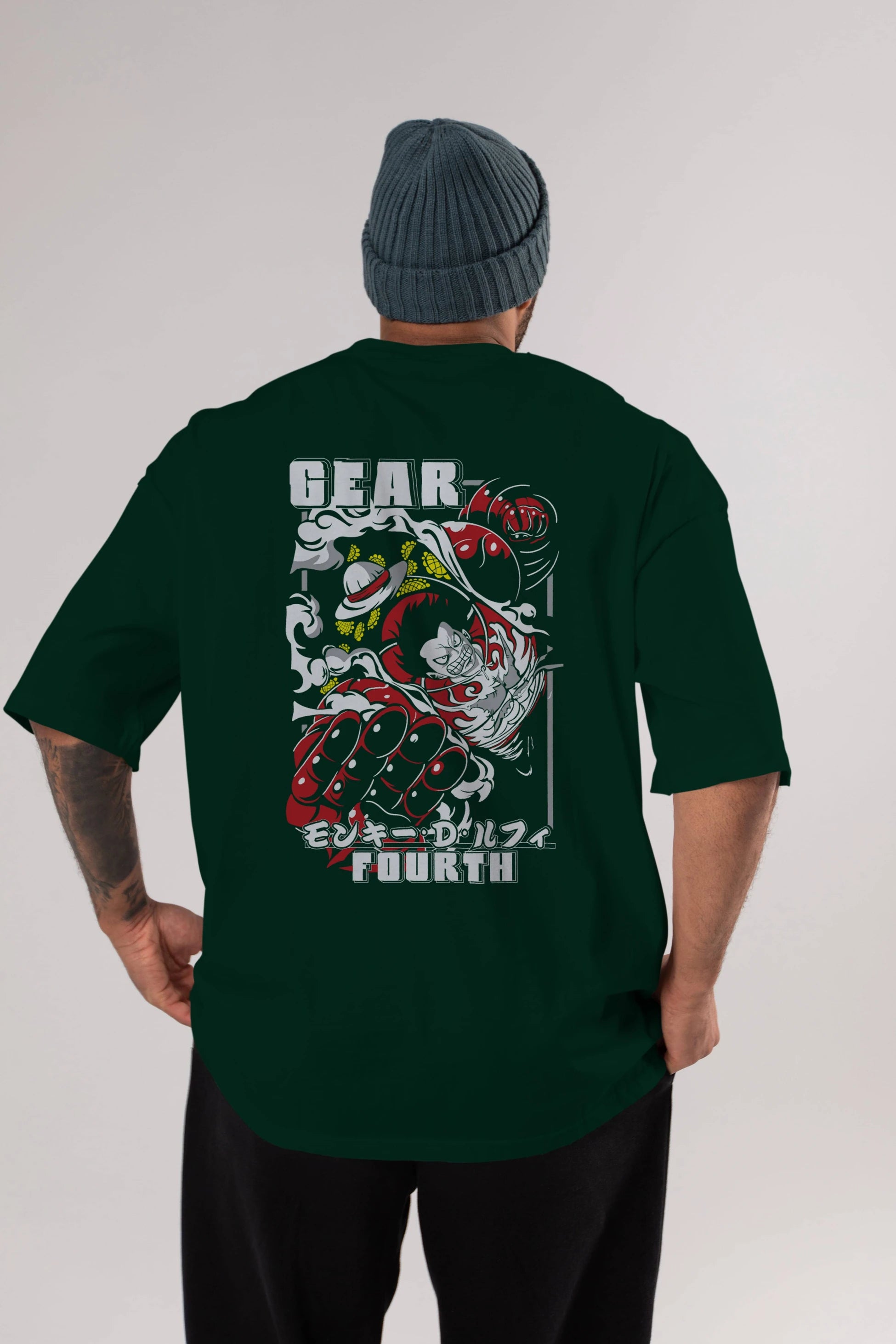 LUFFY gear fourth Anime Arka Baskılı Oversize t-shirt Erkek Kadın Unisex