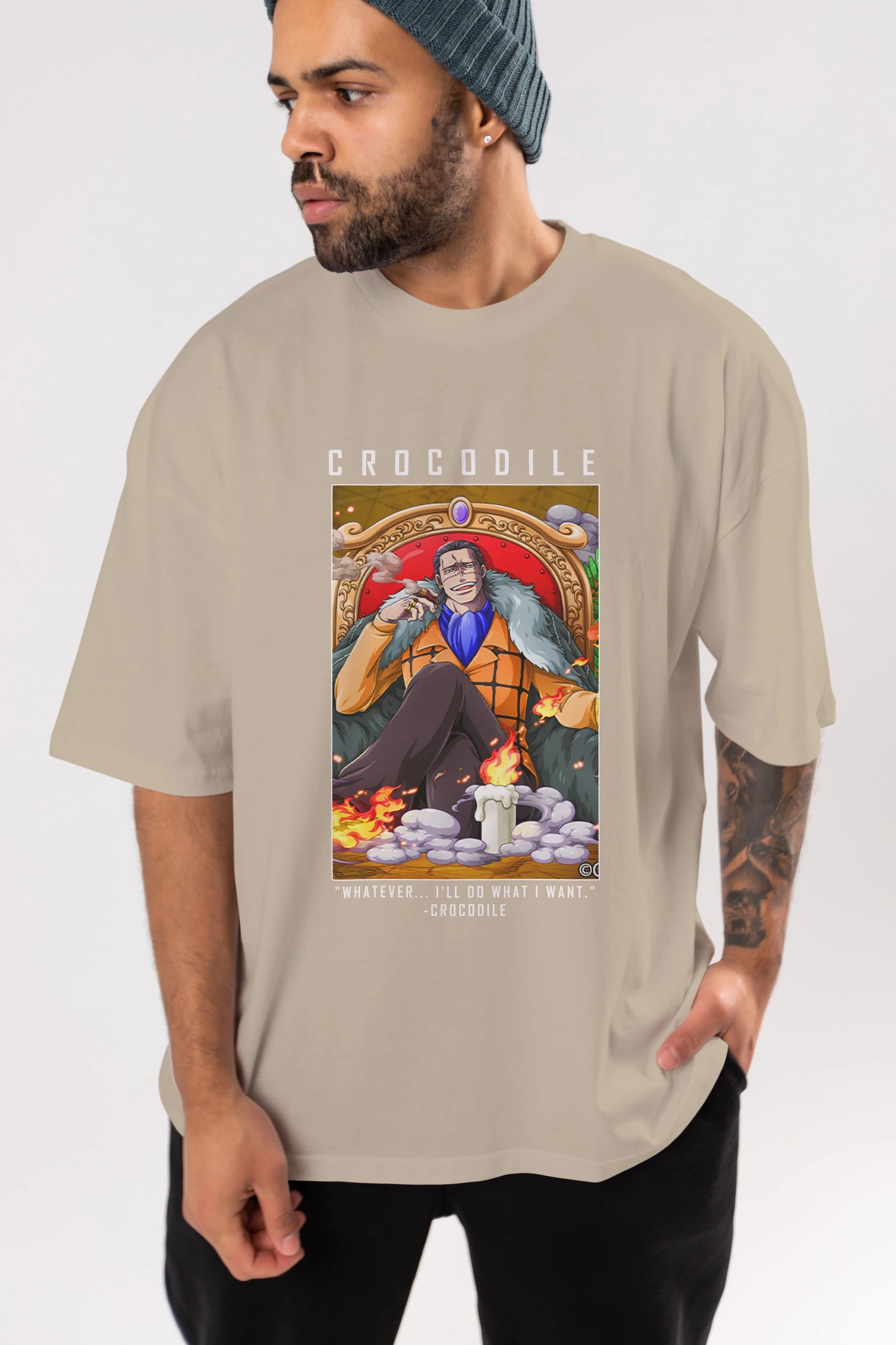 Crocodile Anime Ön Baskılı Oversize t-shirt Erkek Kadın Unisex
