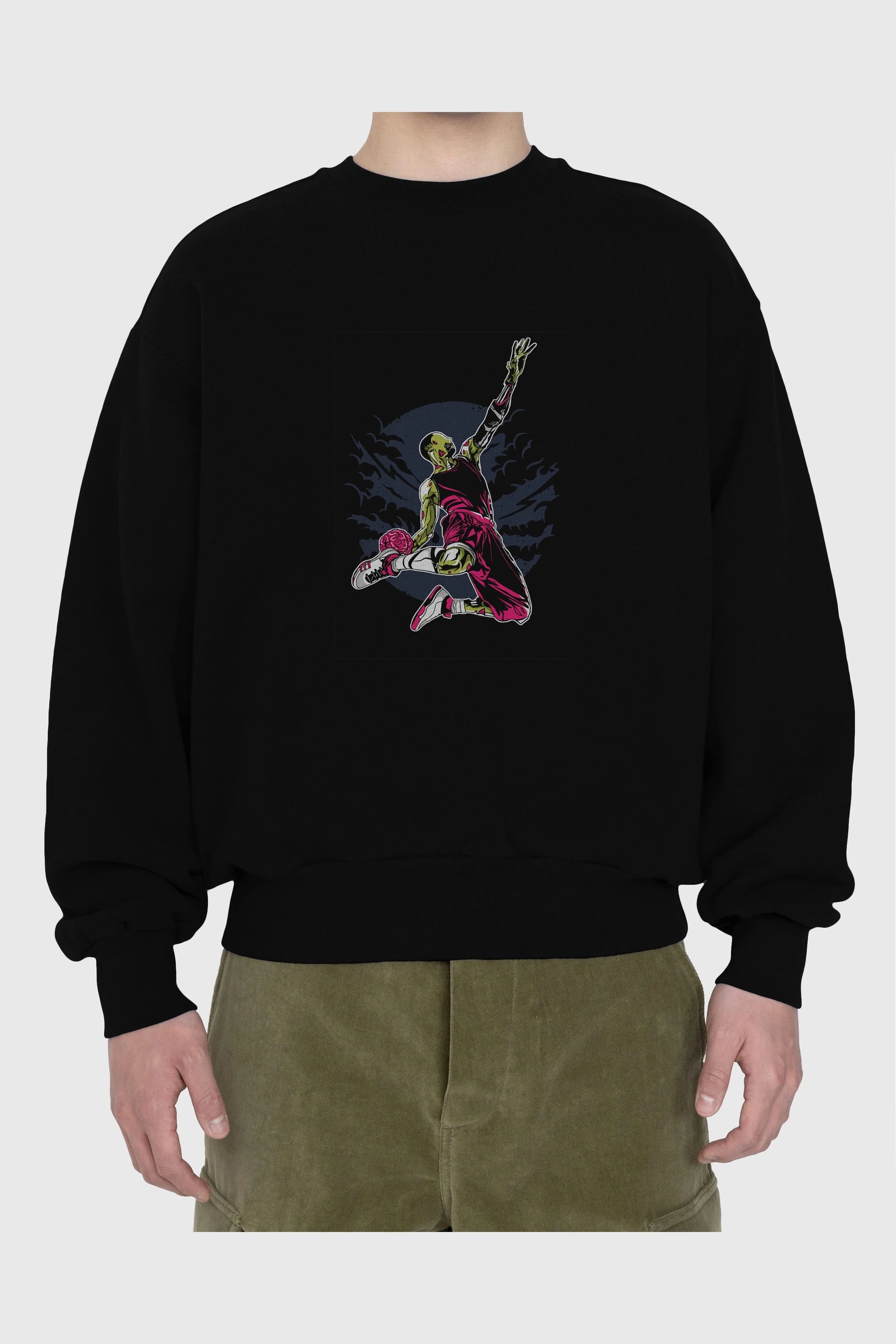 Zombie Slam Dunk Ön Baskılı Oversize Sweatshirt Erkek Kadın Unisex