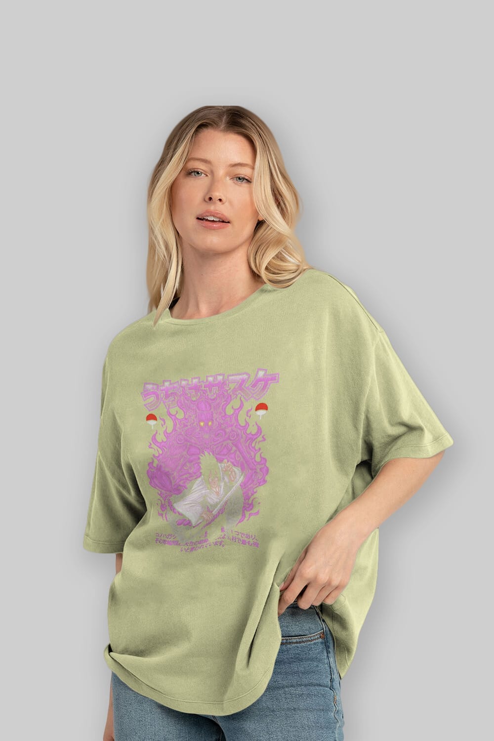 SASUKE UCHIHA NARUTO Anime Ön Baskılı Oversize t-shirt %100 pamuk Erkek Kadın Unisex
