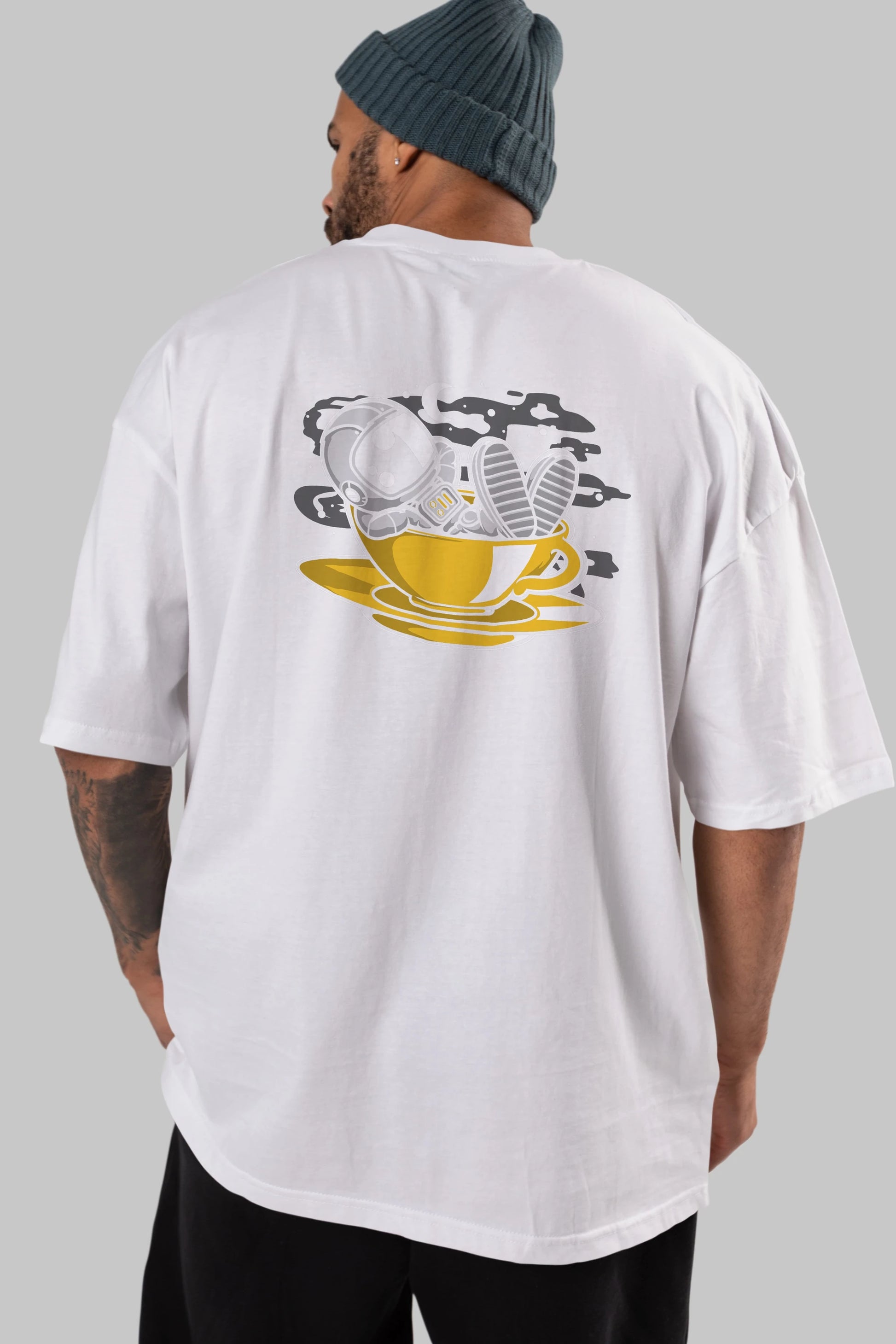 Astronaut Relax Arka Baskılı Oversize t-shirt Erkek Kadın Unisex
