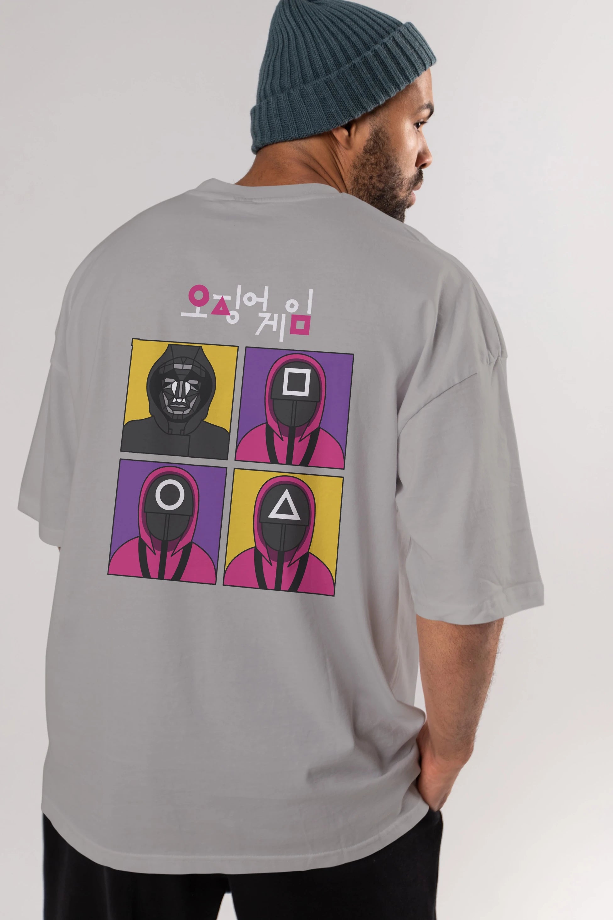 Squid Game (1) Arka Baskılı Oversize t-shirt Erkek Kadın Unisex %100 Pamuk Bisiklet Yaka tişort
