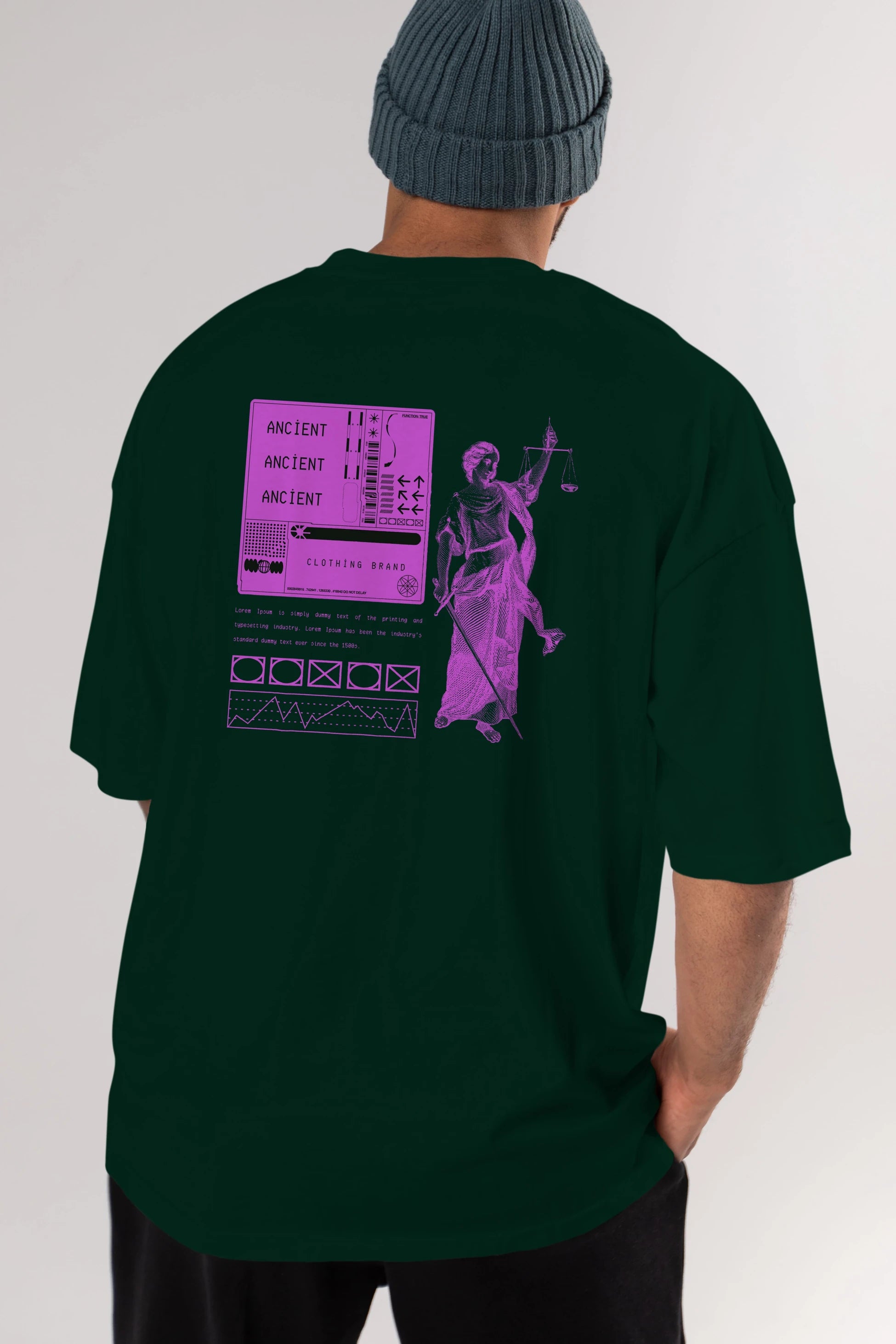 Ancient Streetwear Arka Baskılı Oversize t-shirt Erkek Kadın Unisex