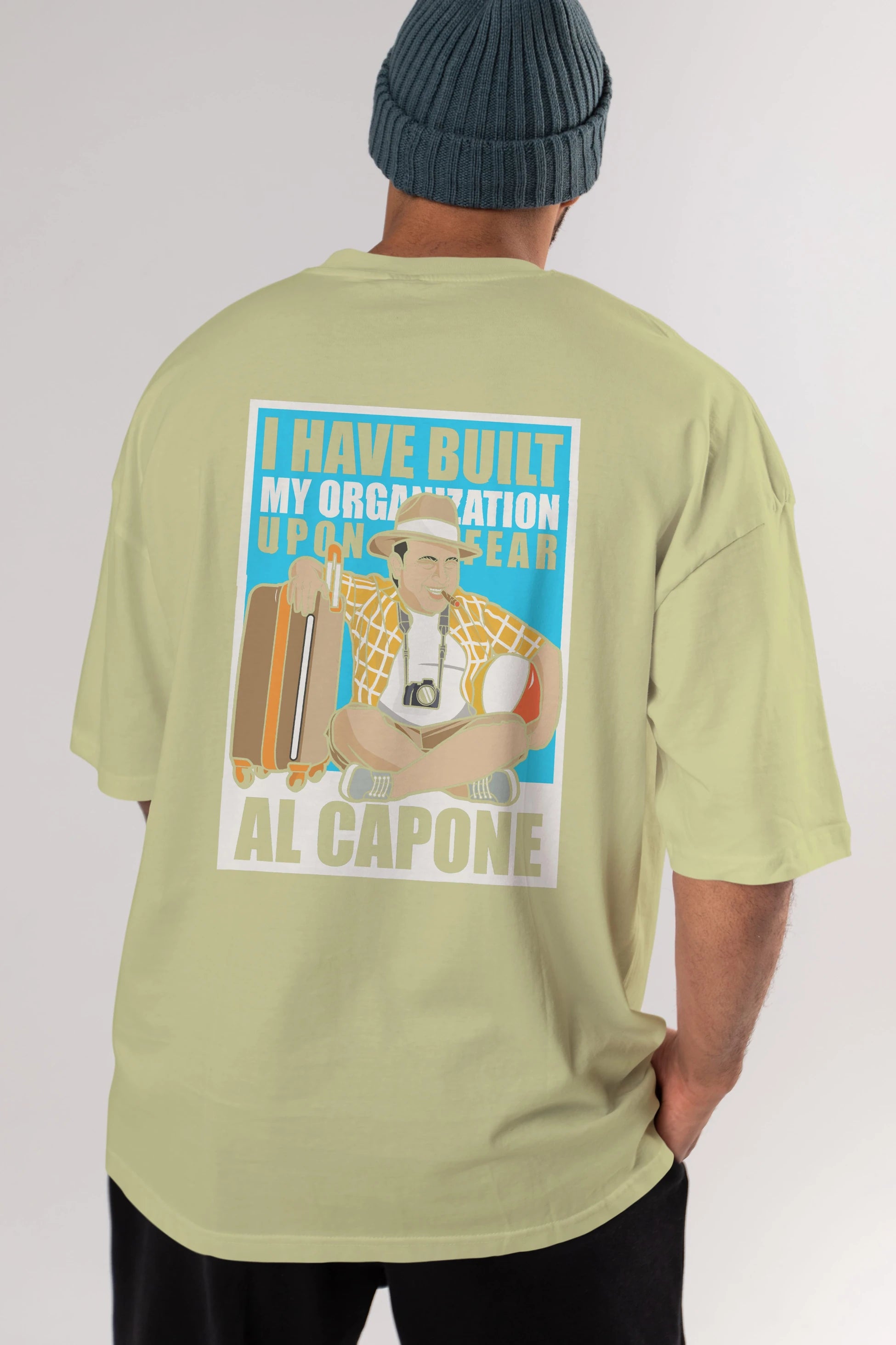Al Capone Holiday Arka Baskılı Oversize t-shirt Erkek Kadın Unisex %100 Pamuk tişort