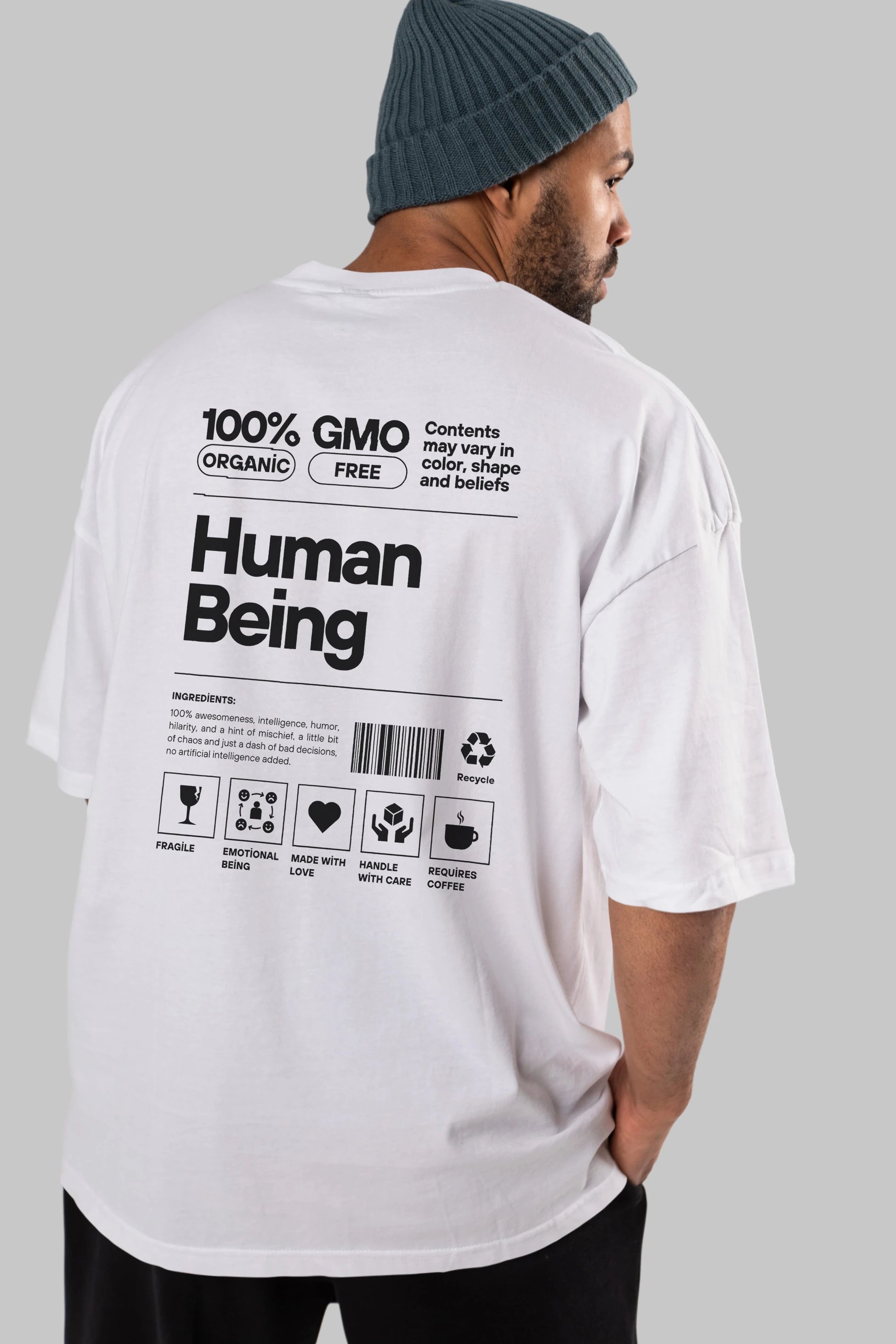 Human Being Arka Baskılı Oversize t-shirt Erkek Kadın Unisex