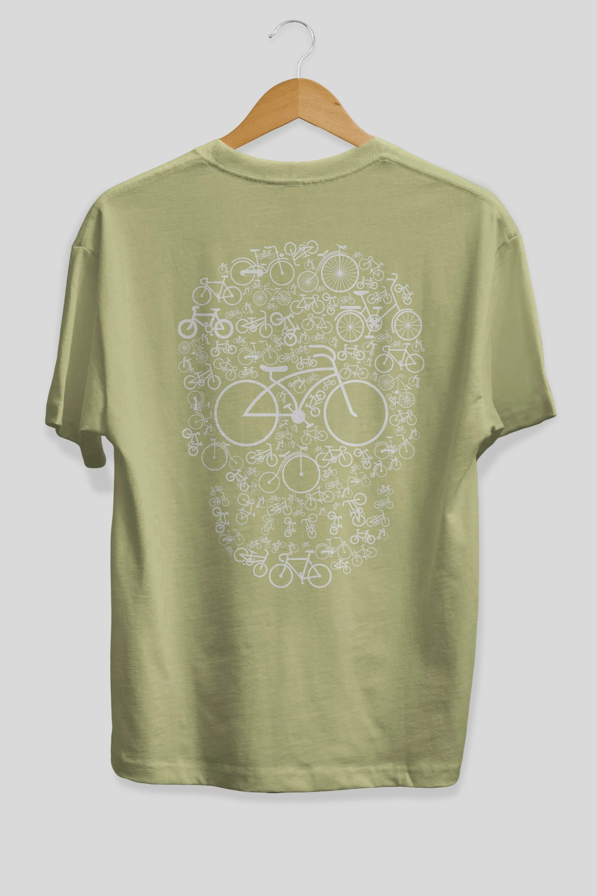 Bicycle Skull Arka Baskılı Oversize t-shirt %100 pamuk Erkek Kadın Unisex