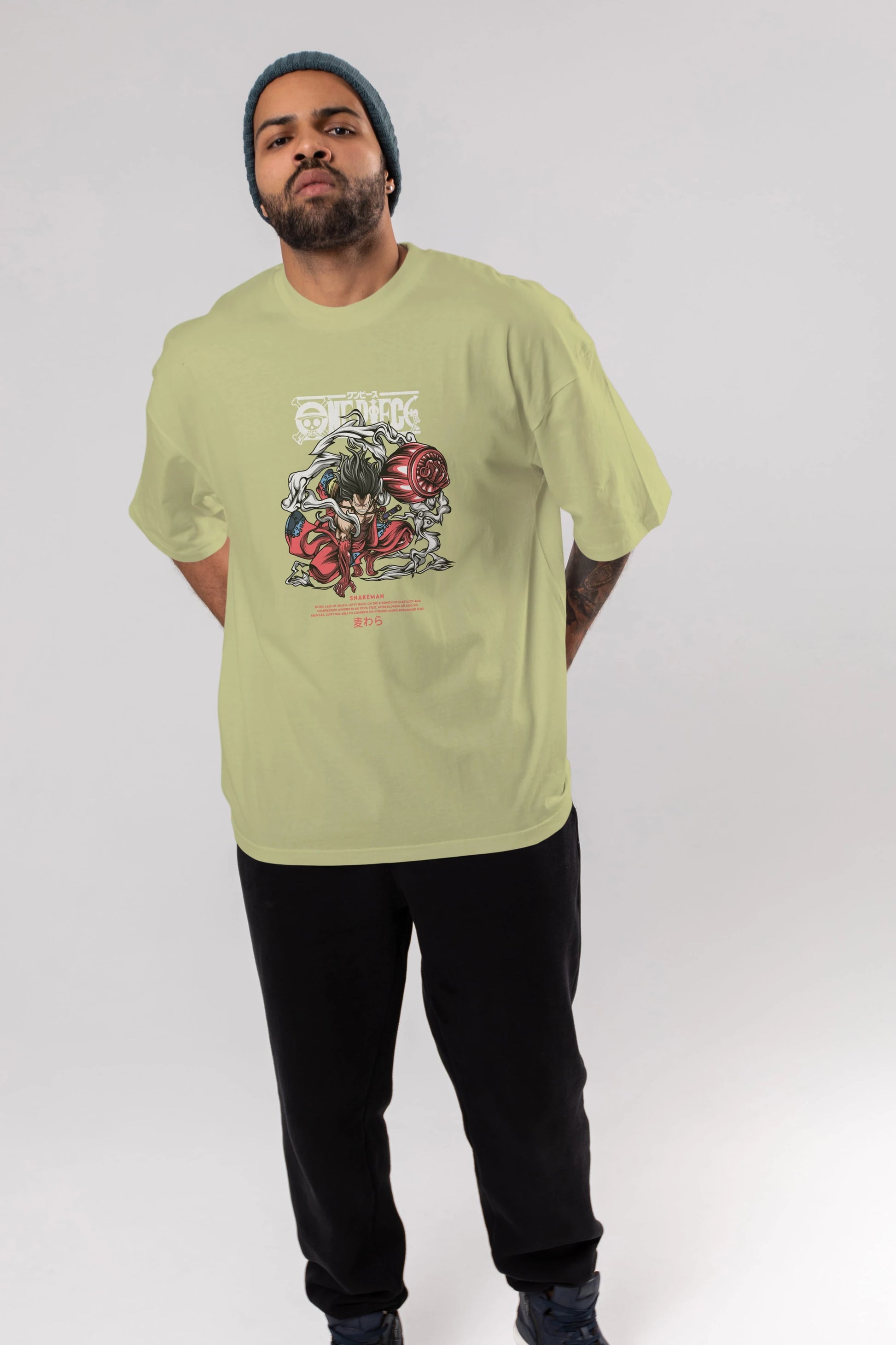 One Piece Snakeman Anime Ön Baskılı Oversize t-shirt %100 pamuk Erkek Kadın Unisex