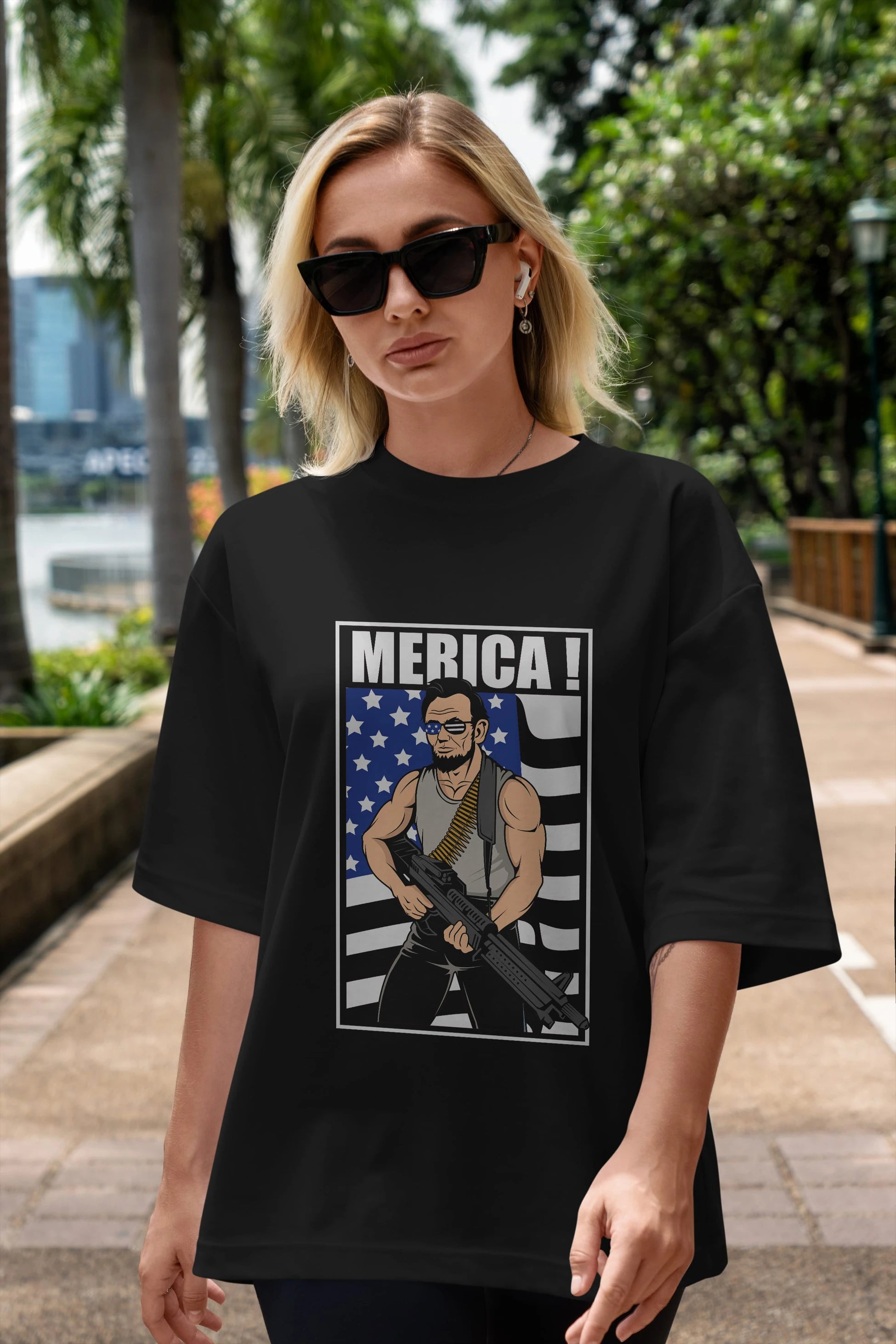 Lincoln Rambo Ön Baskılı Oversize t-shirt Erkek Kadın Unisex %100 Pamuk tişort