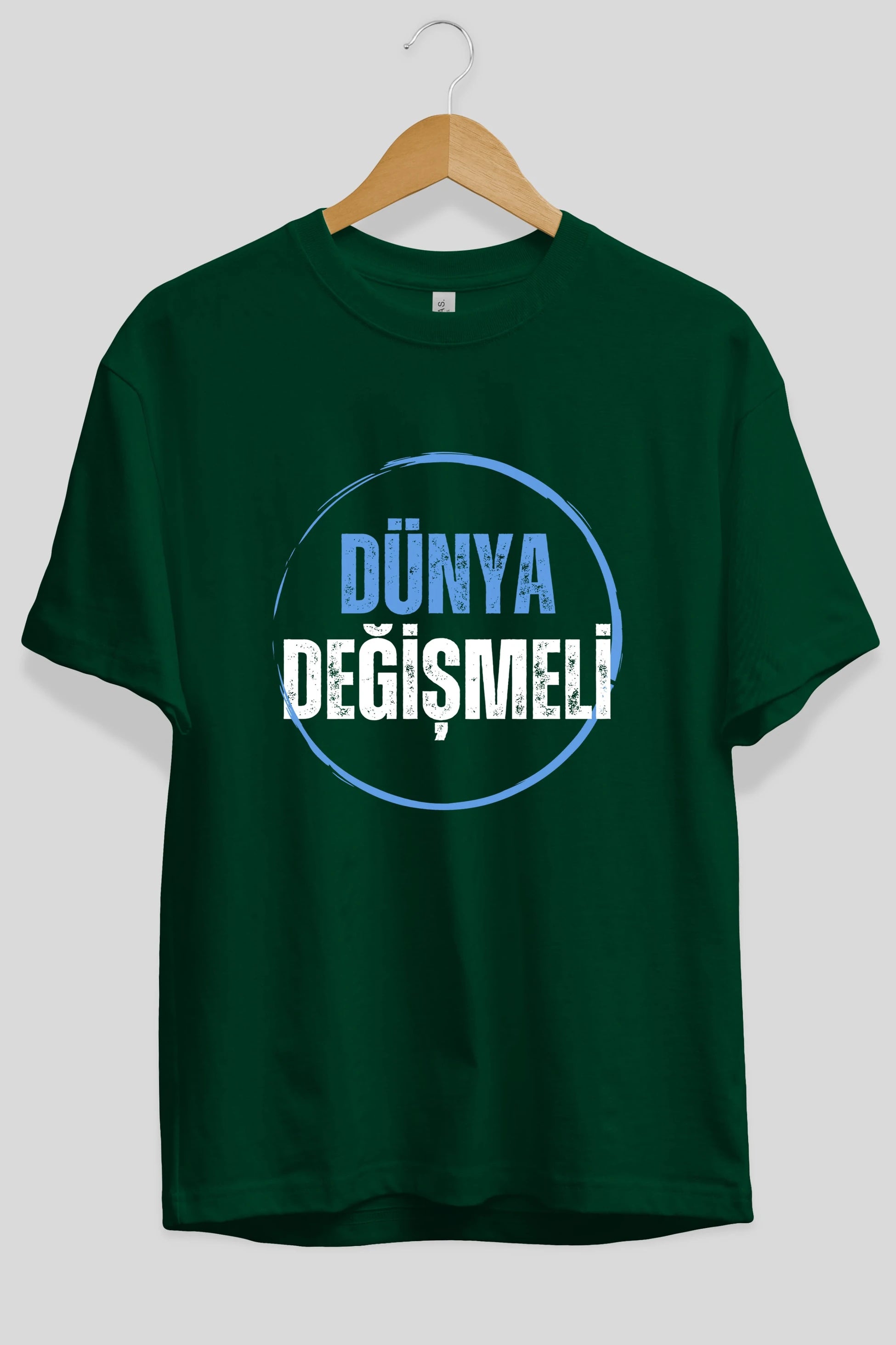 Dünya Değişmeli Yazılı Ön Baskılı Oversize t-shirt Erkek Kadın Unisex