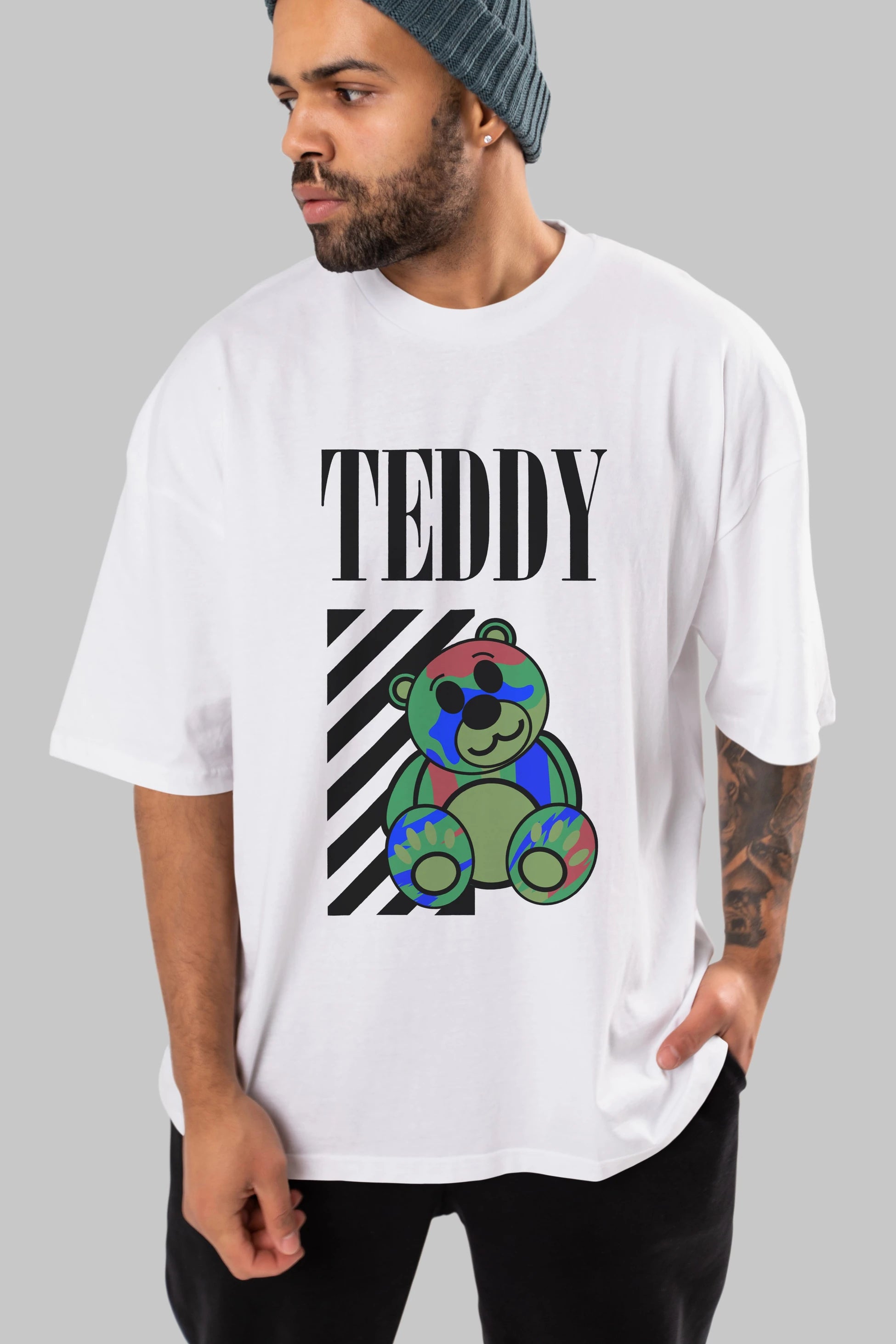 Teddy Bear 2 Ön Baskılı Oversize t-shirt Erkek Kadın Unisex