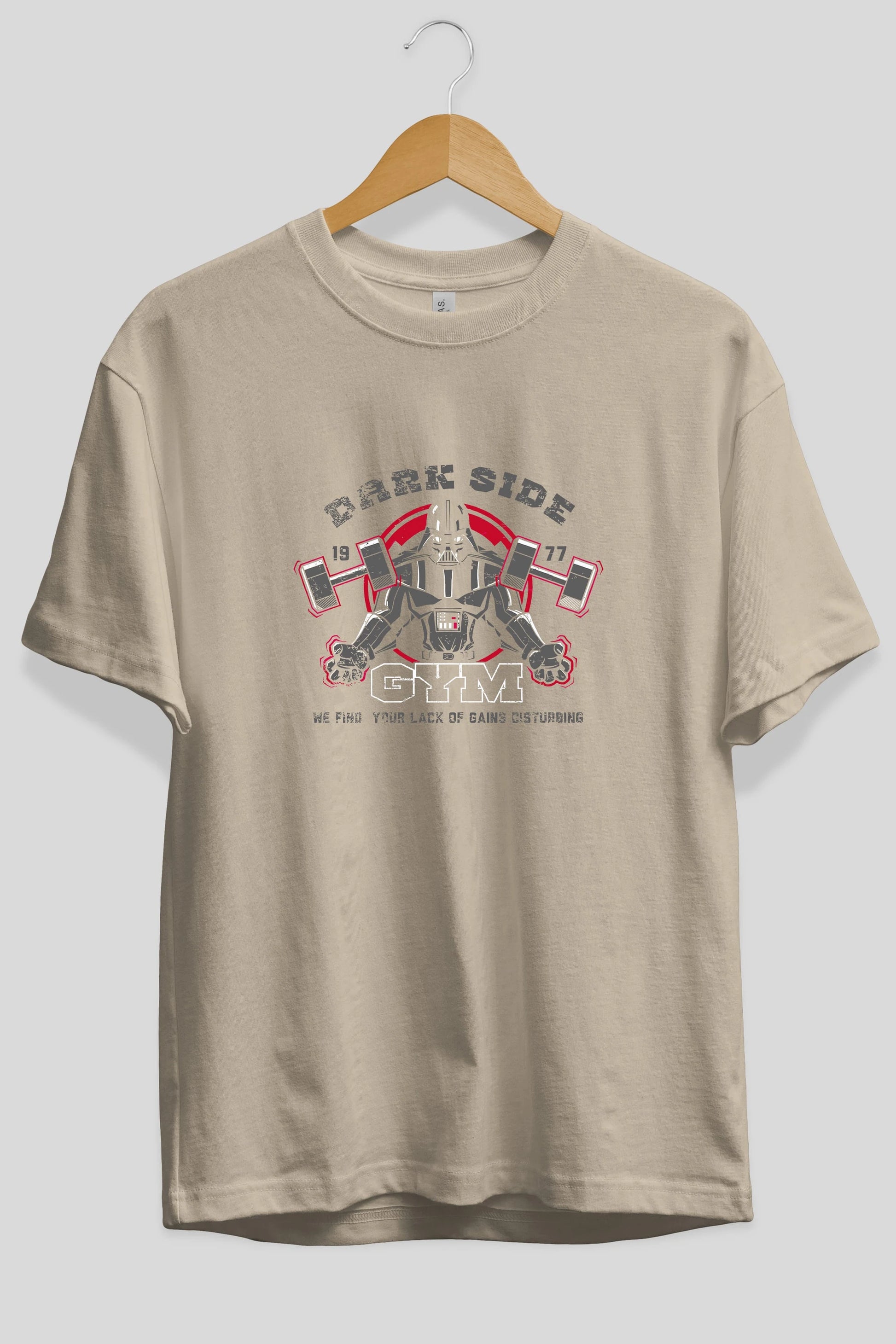 Darth Vader GYM Ön Baskılı Oversize t-shirt Erkek Kadın Unisex %100 Pamuk Bisiklet Yaka tişort