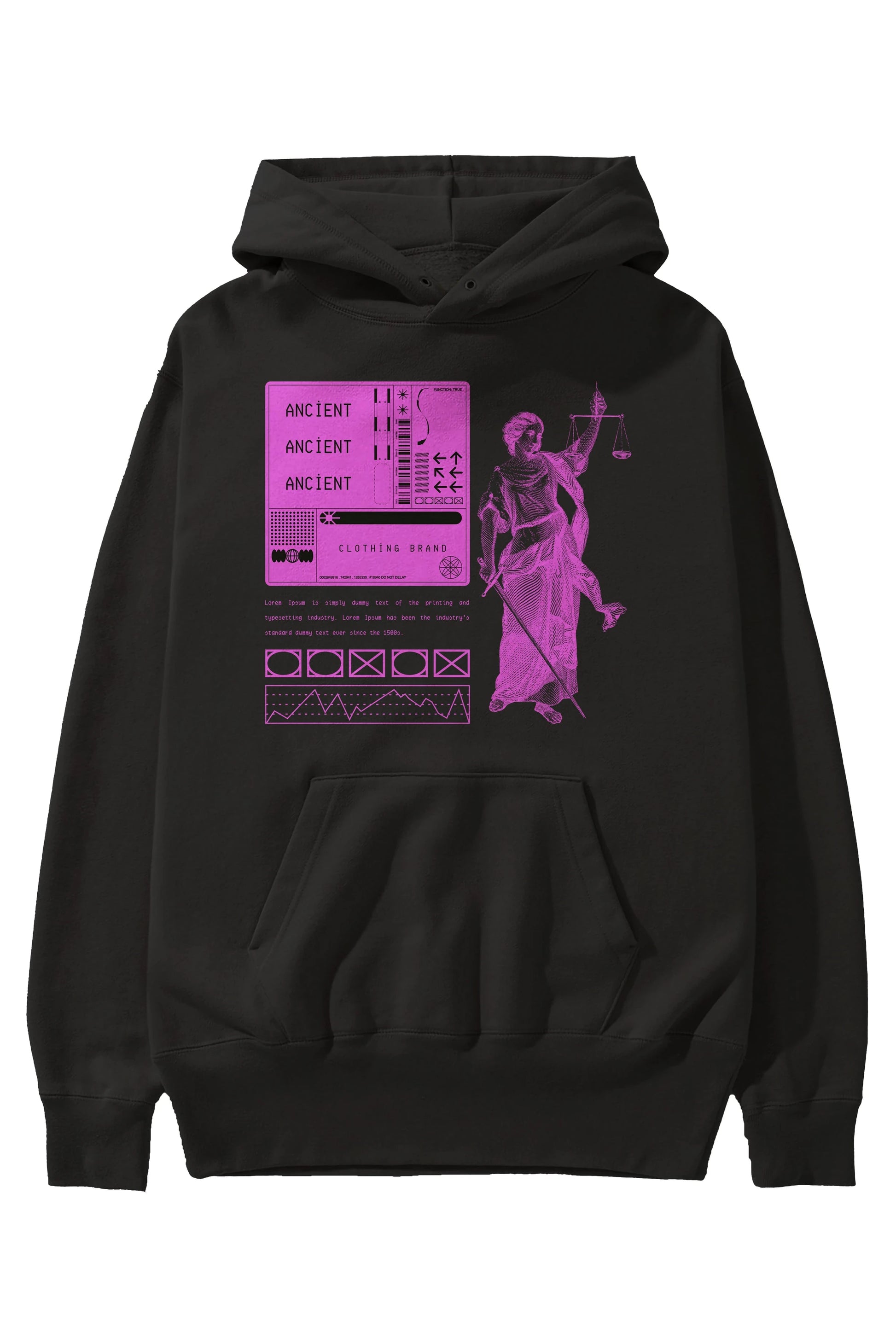 Ancient Streetwear Ön Baskılı Oversize Hoodie Kapüşonlu Sweatshirt Erkek Kadın Unisex