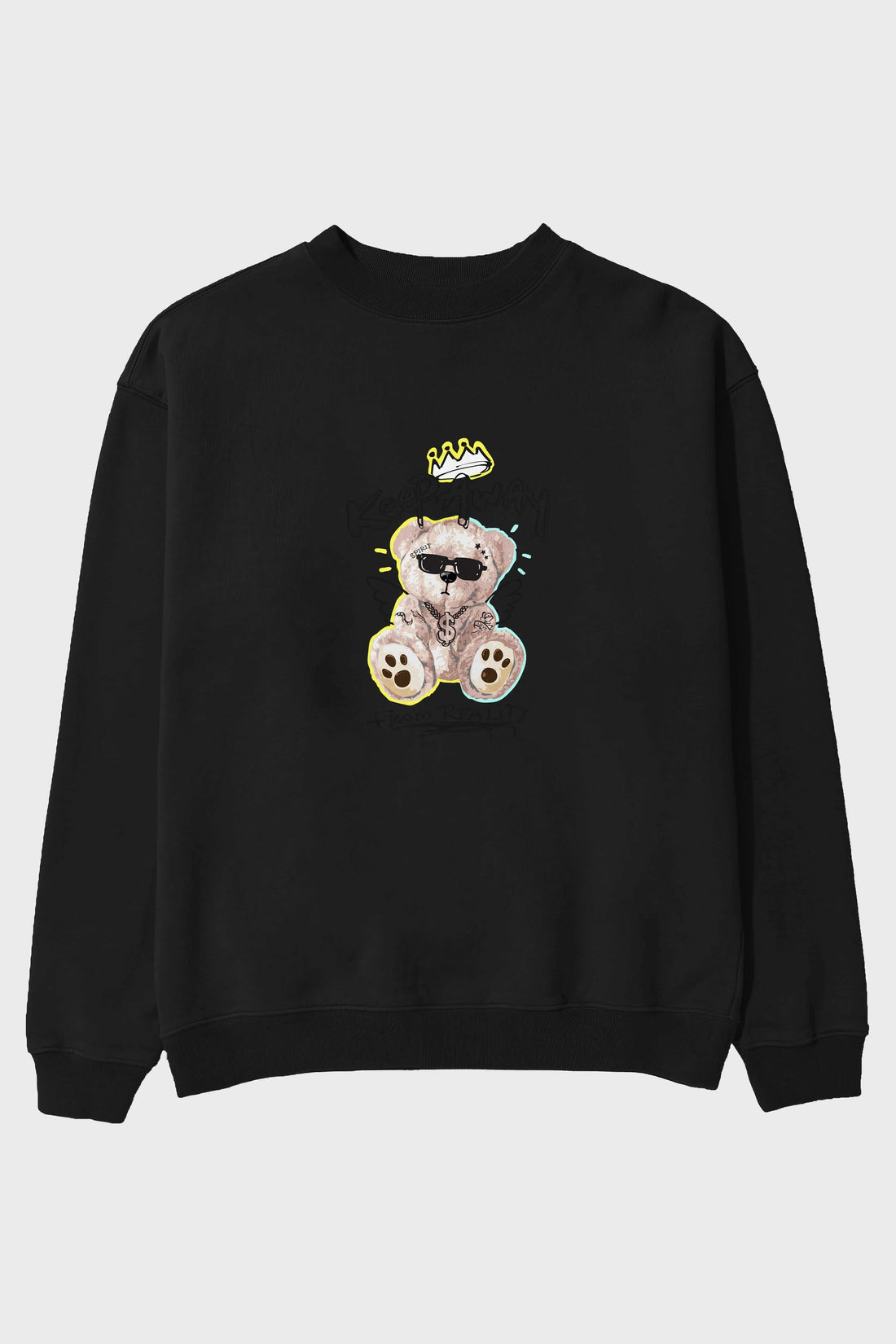 Keep Away Bear 2 Ön Baskılı Oversize Sweatshirt Erkek Kadın Unisex