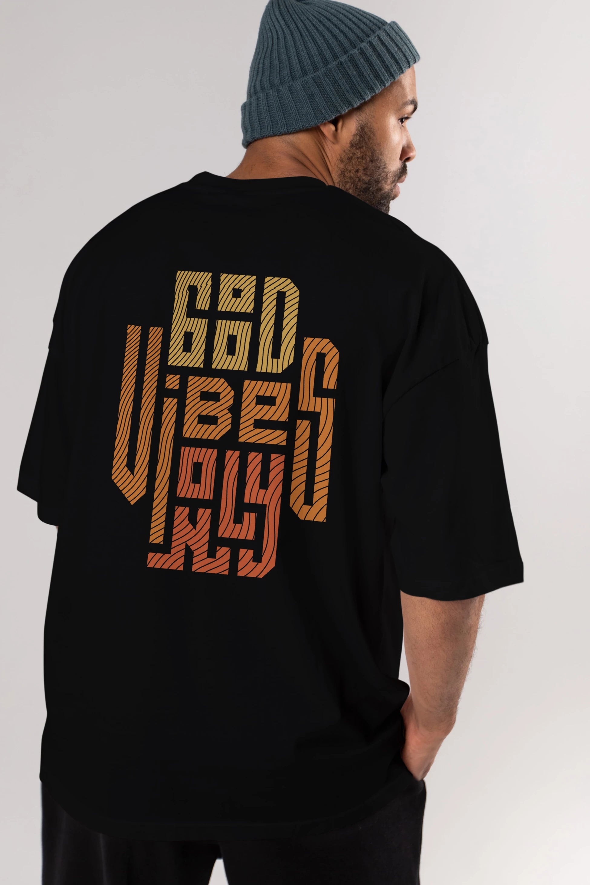Good Vibes Only 2 Yazılı Arka Baskılı Oversize t-shirt Erkek Kadın Unisex