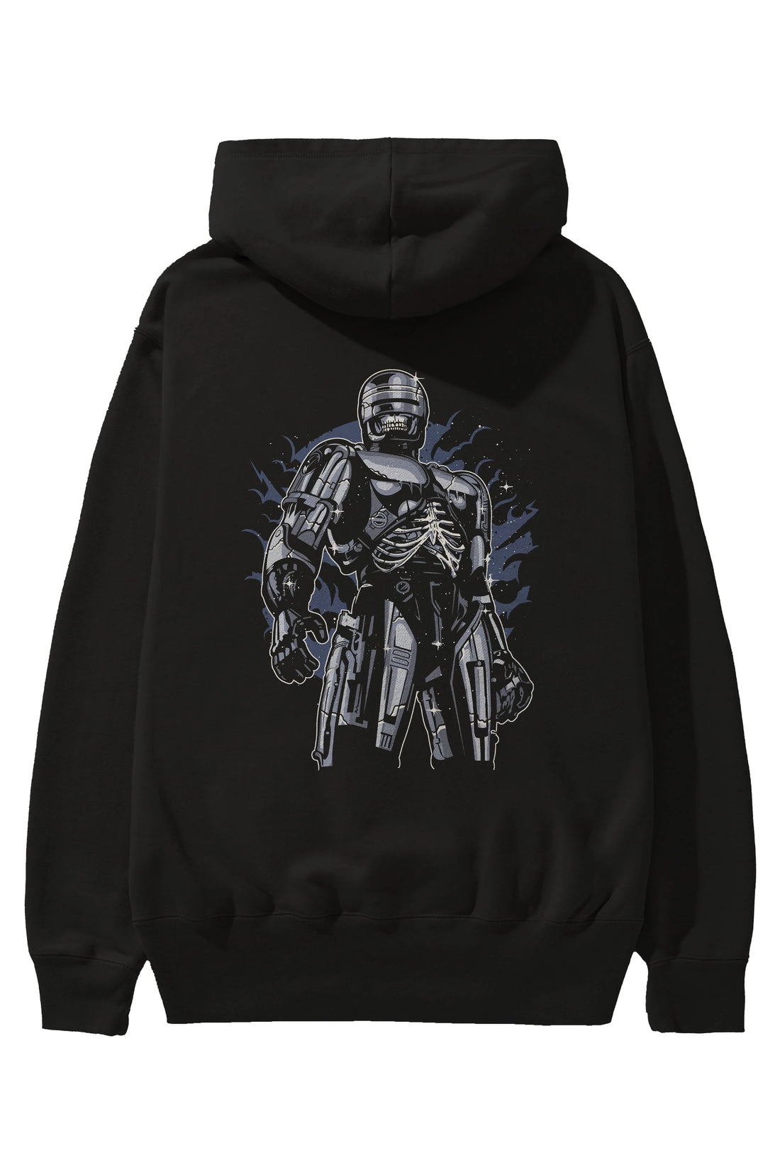 Roboskull Arka Baskılı Hoodie Oversize Kapüşonlu Sweatshirt Erkek Kadın Unisex