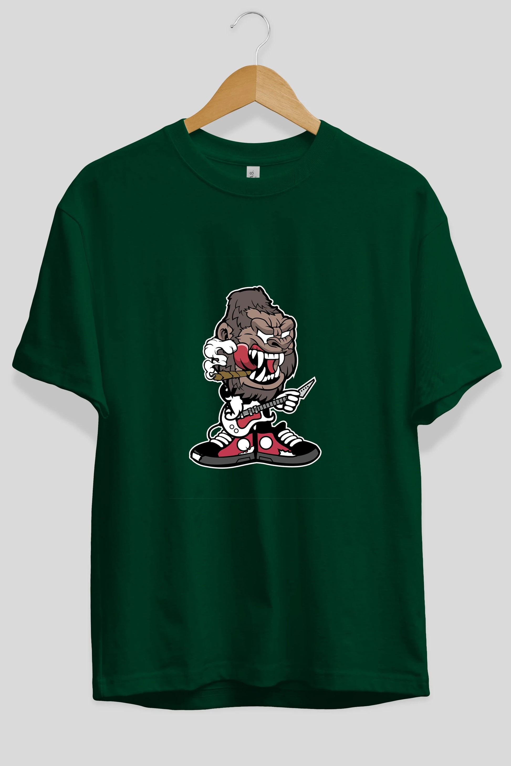 Gorilla Rock Star Ön Baskılı Oversize t-shirt Erkek Kadın Unisex %100 Pamuk tişort