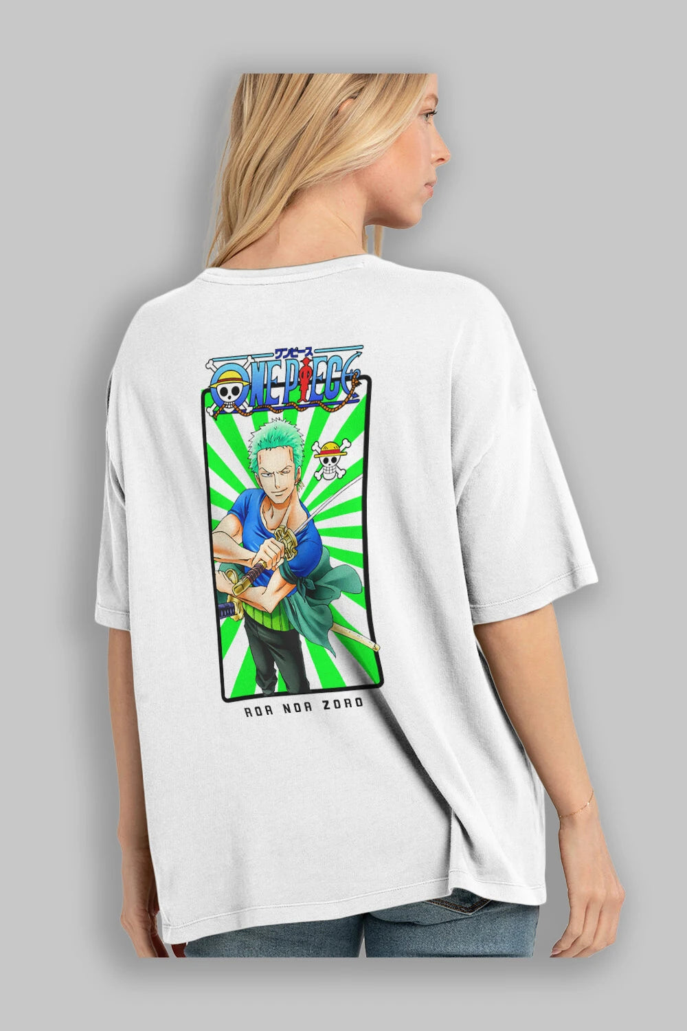 Roronoa Zoro 6 Anime Arka Baskılı Oversize t-shirt Erkek Kadın Unisex %100 pamuk tişort
