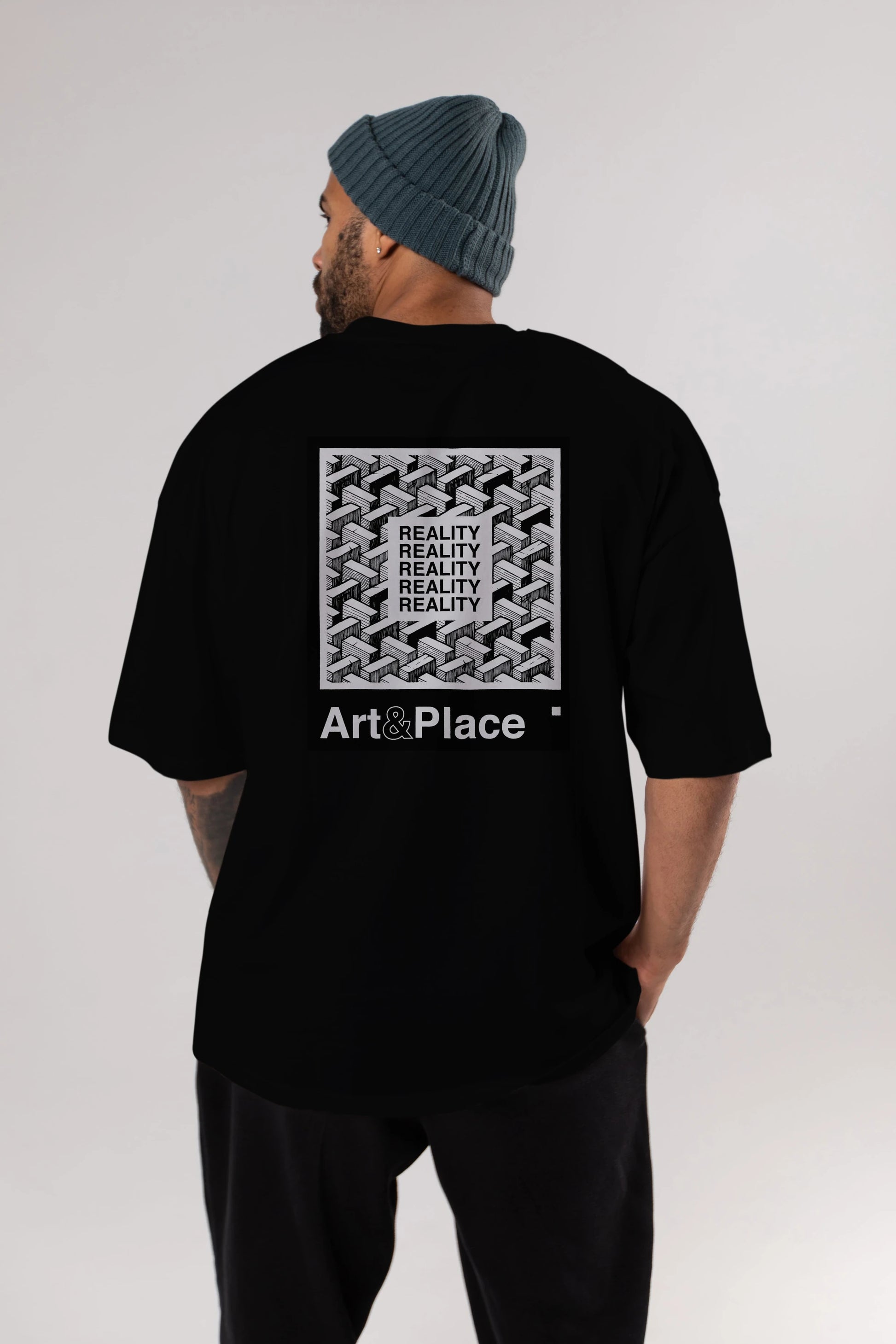 Reality Arka Baskılı Oversize t-shirt Erkek Kadın Unisex