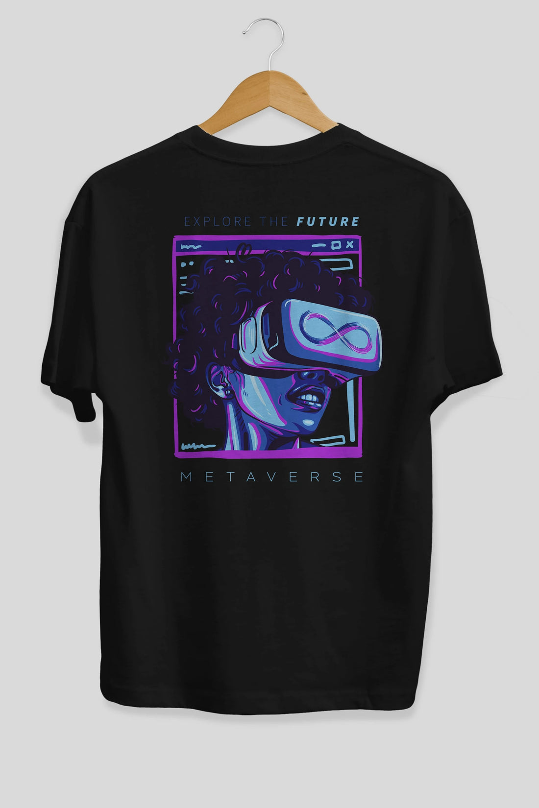 Metaverse Arka Baskılı Oversize t-shirt Erkek Kadın Unisex