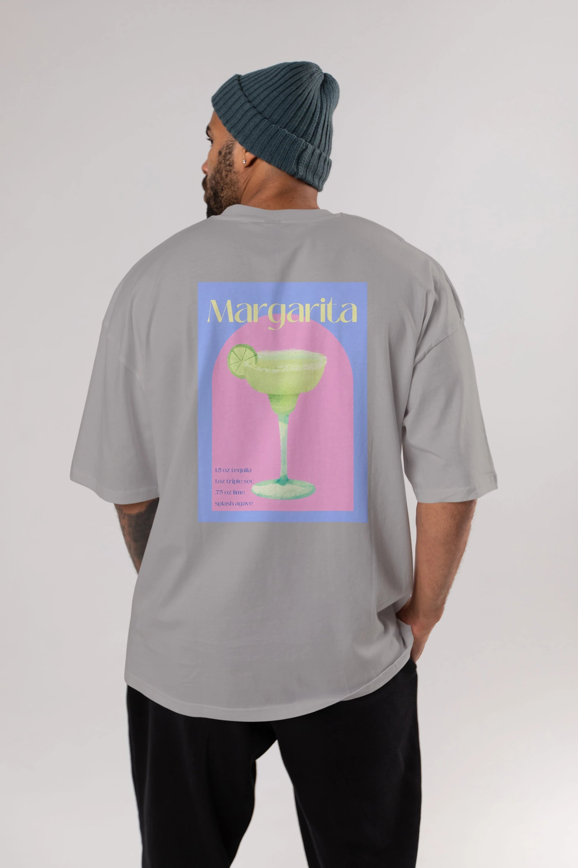 Margarita 6 Arka Baskılı Oversize t-shirt Erkek Kadın Unisex %100 Pamuk Bisiklet Yaka tişort