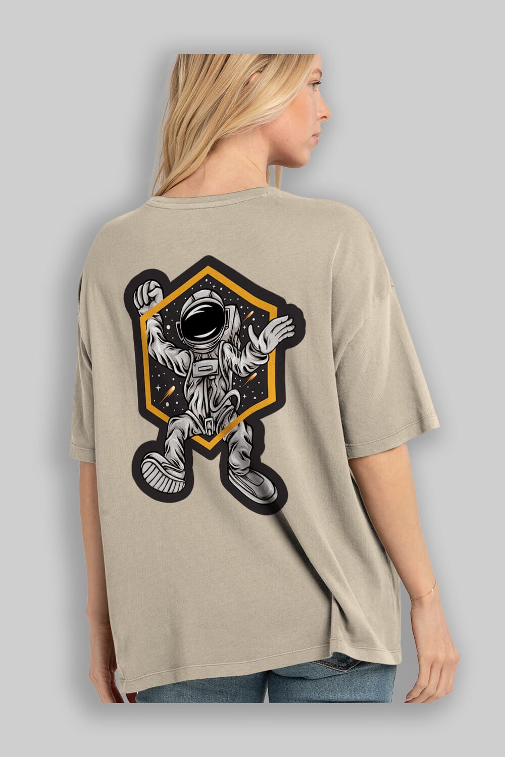 Astrofun Sticker Arka Baskılı Oversize t-shirt Erkek Kadın Unisex