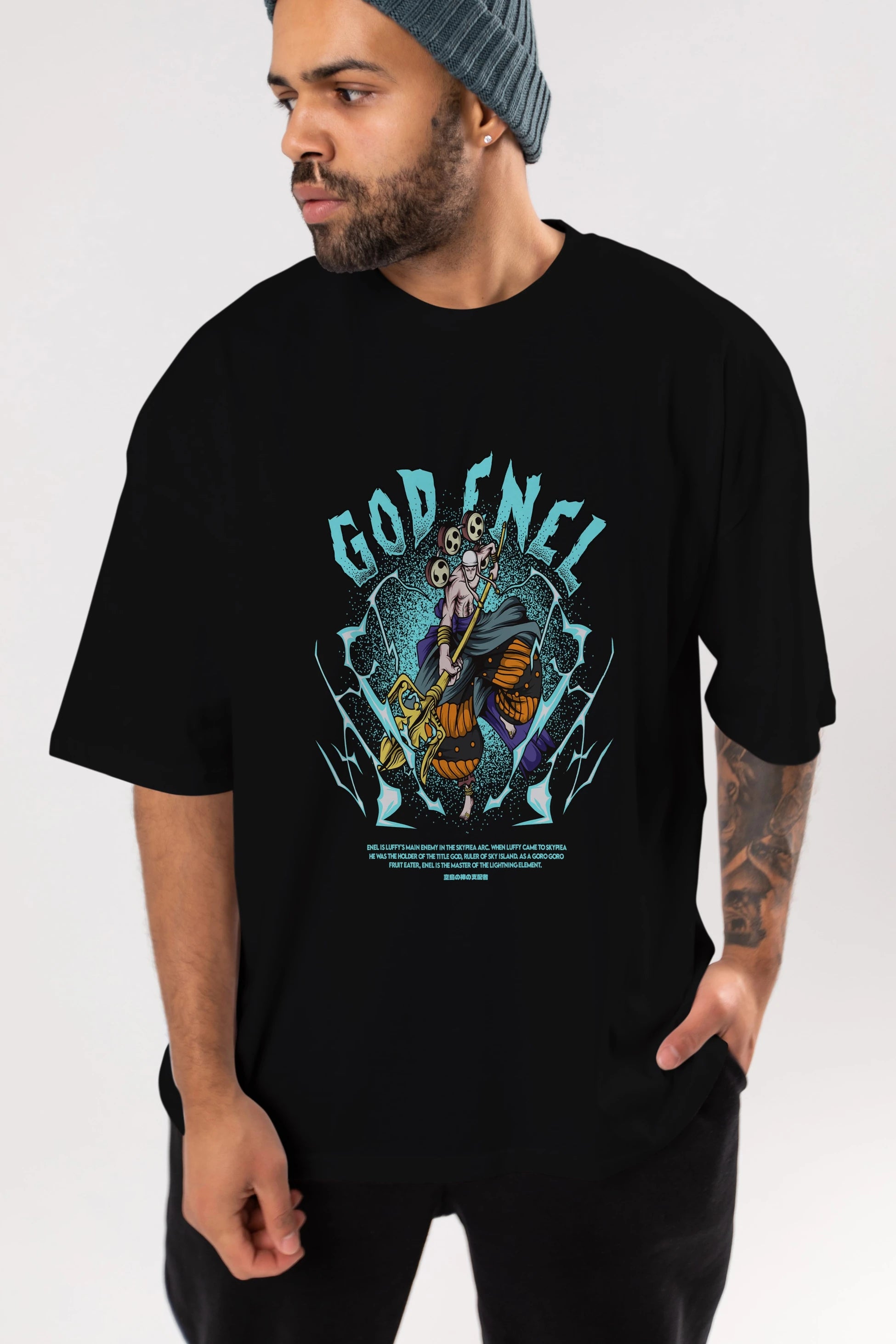 Eneru Anime Ön Baskılı Oversize t-shirt %100 pamuk Erkek Kadın Unisex