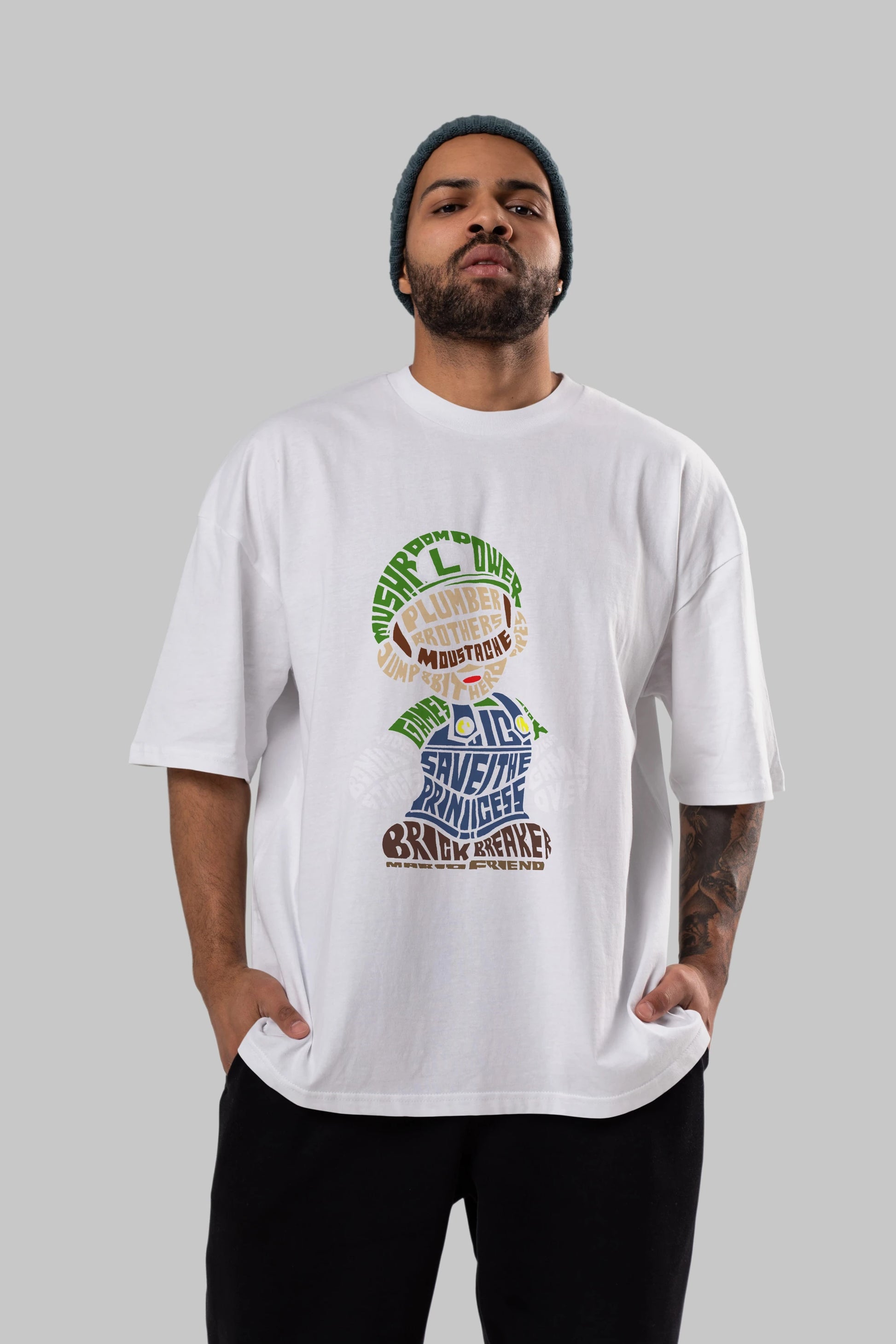 Plumber Brothers Ön Baskılı Oversize t-shirt %100 pamuk Erkek Kadın Unisex