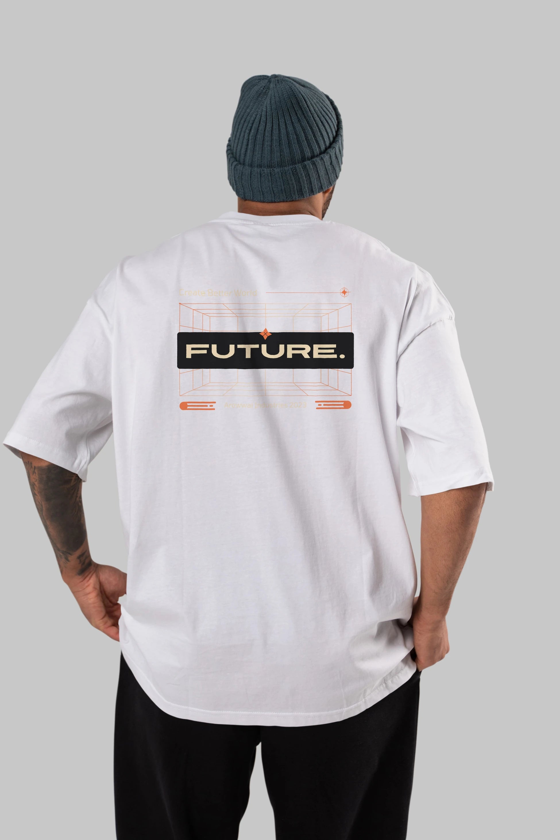 Future Arka Baskılı Oversize t-shirt Erkek Kadın Unisex